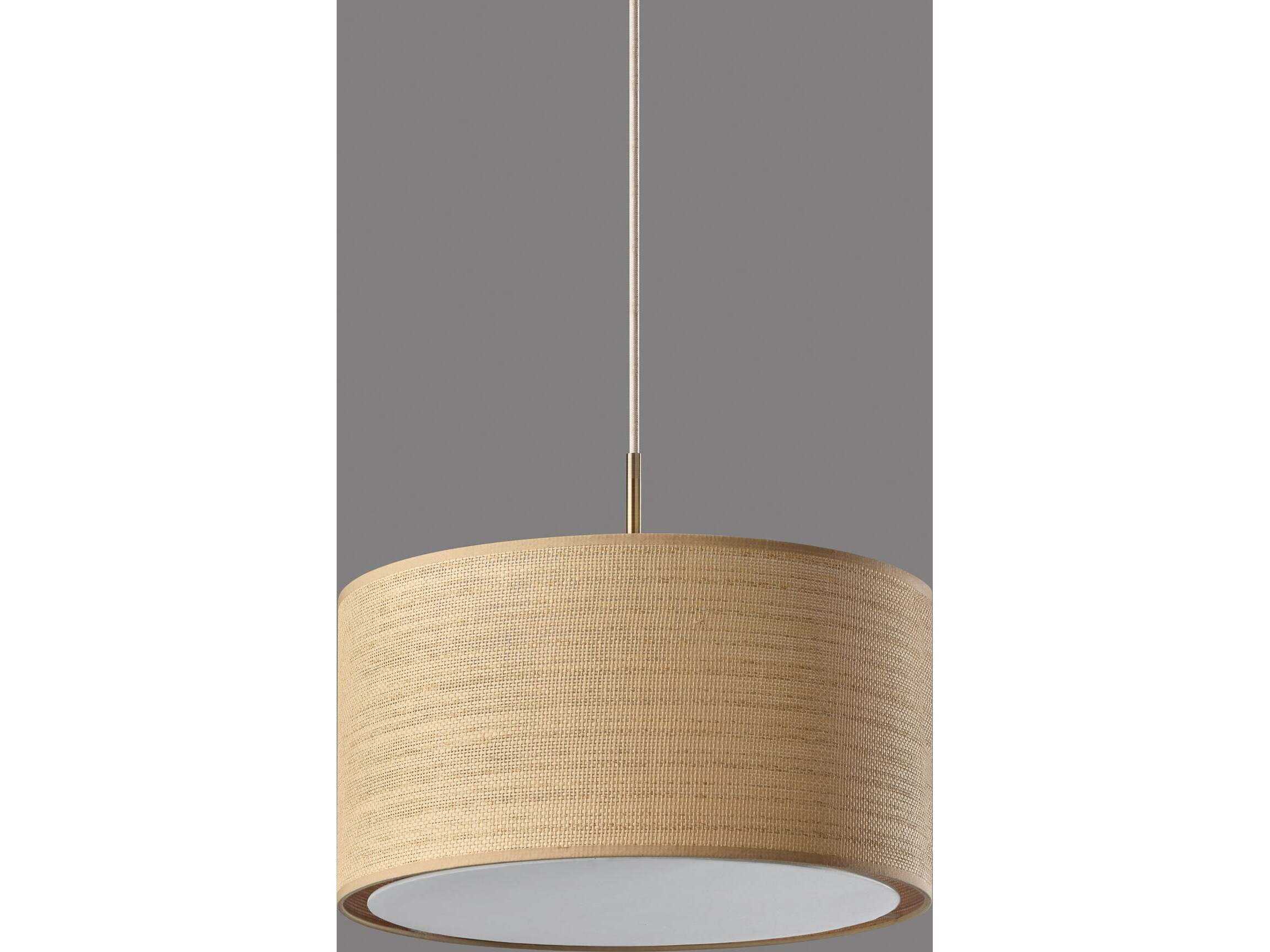 Adesso Harvest Antique Brass Brown Drum Pendant