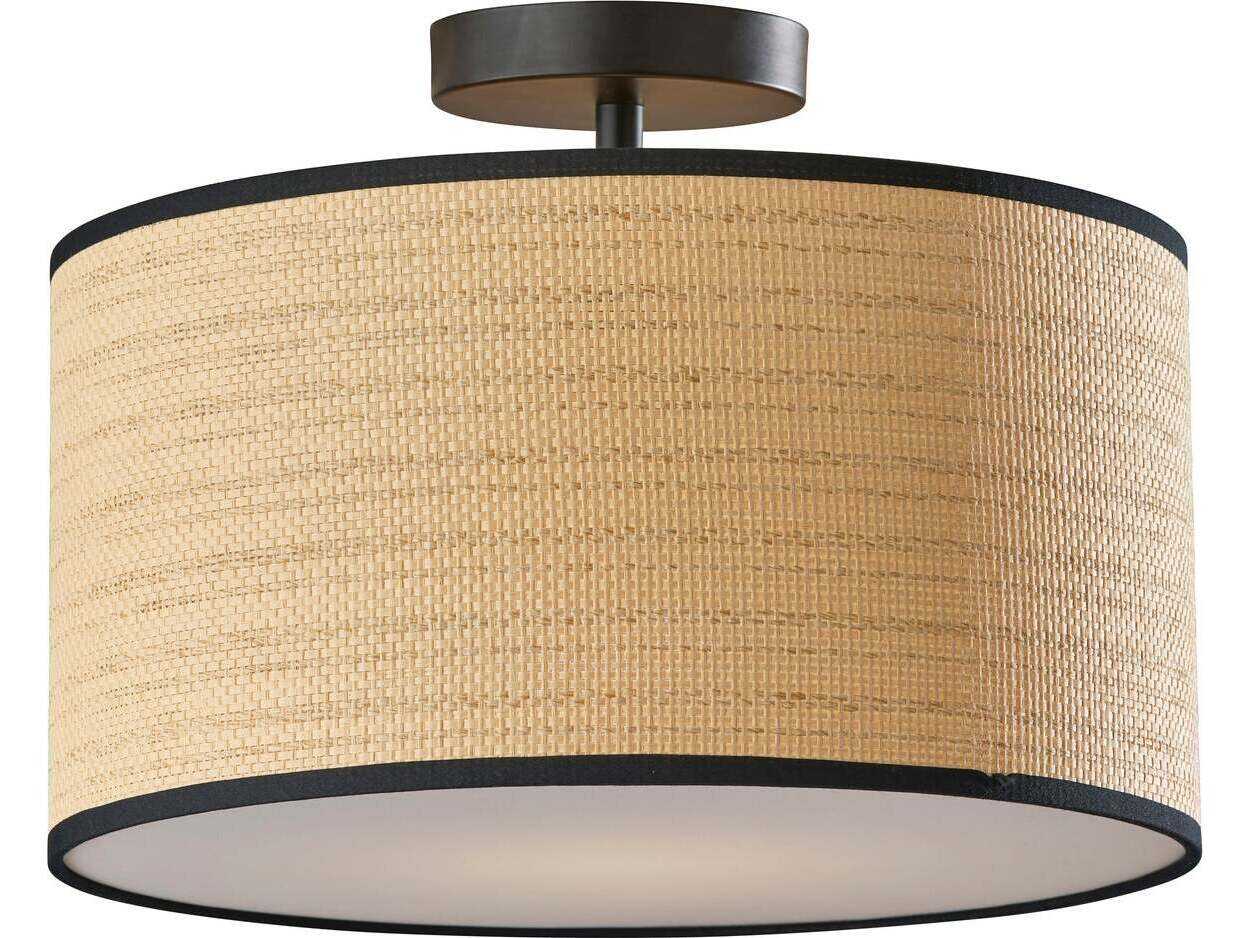Adesso Harvest Black Brown Drum Semi Flush Mount