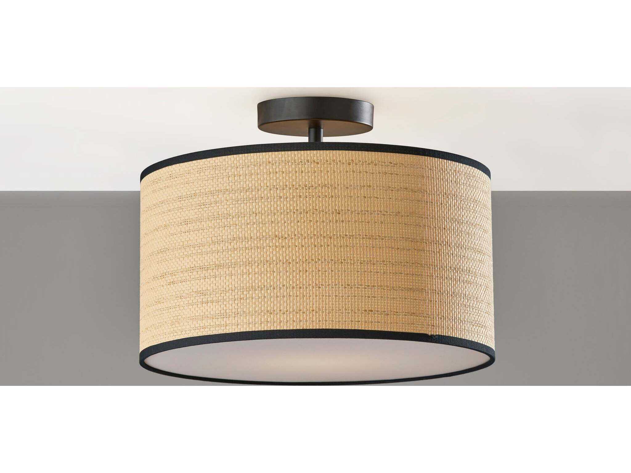 Adesso Harvest Black Brown Drum Semi Flush Mount