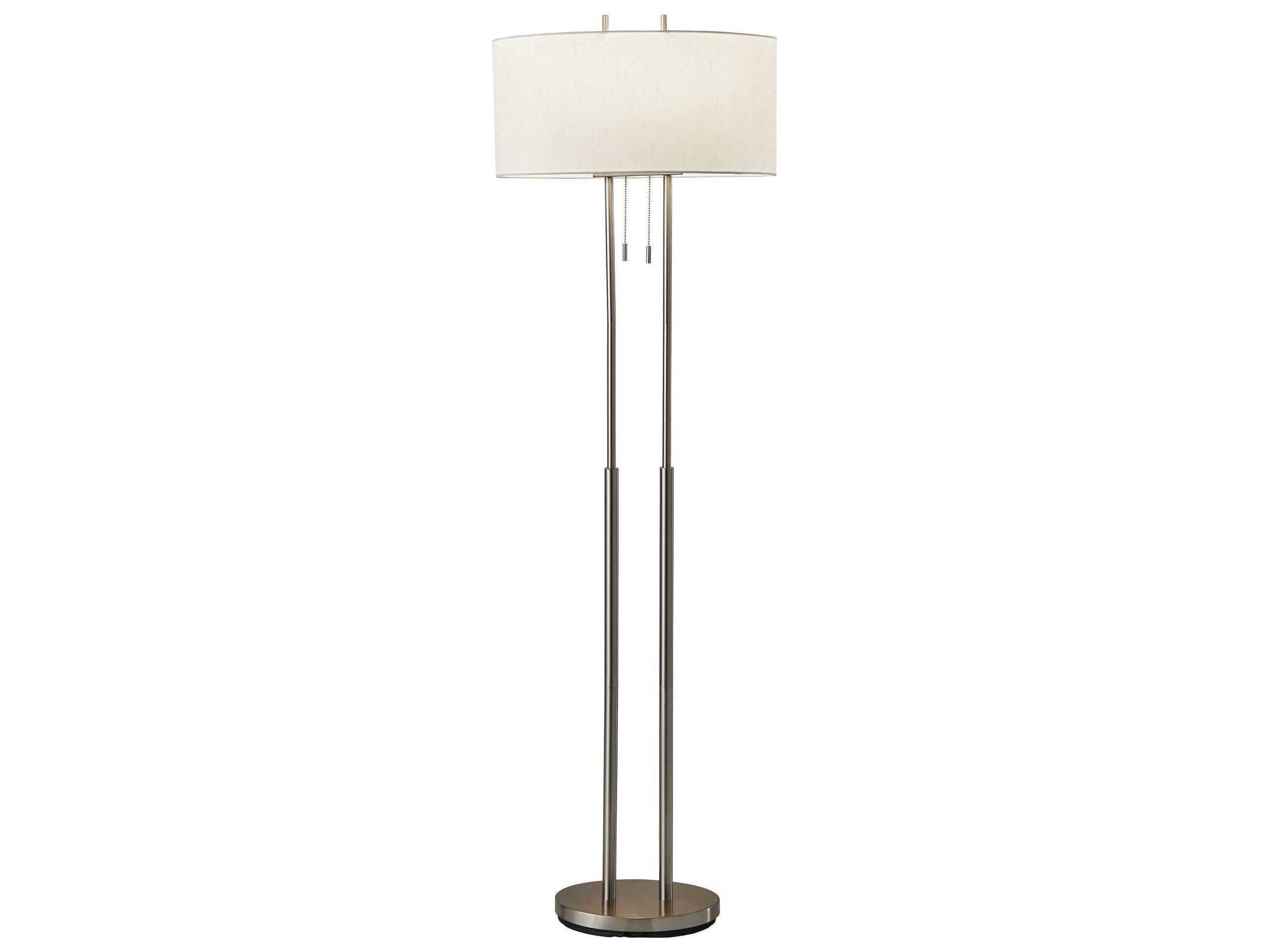 Adesso Duet Brushed Steel Floor Lamp