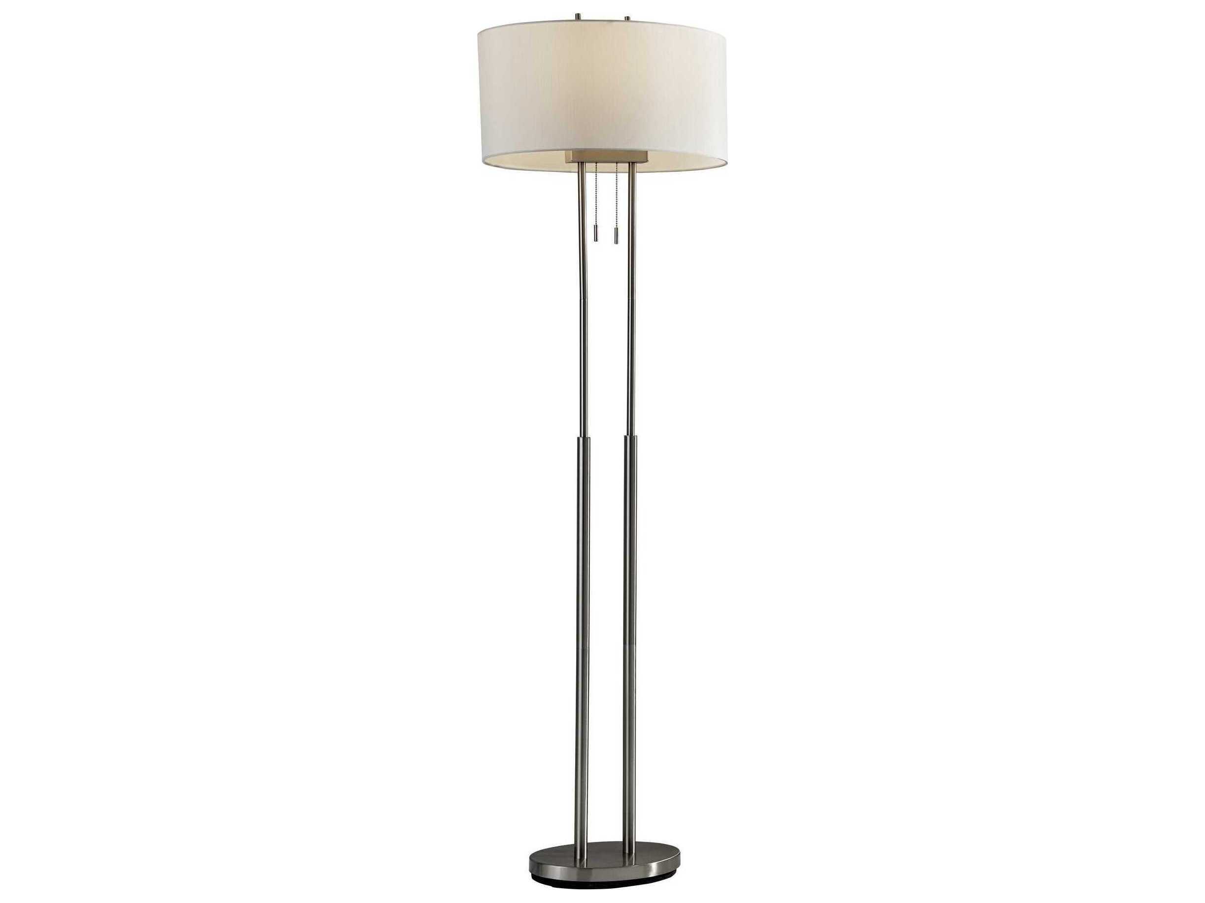 Adesso Duet Brushed Steel Floor Lamp