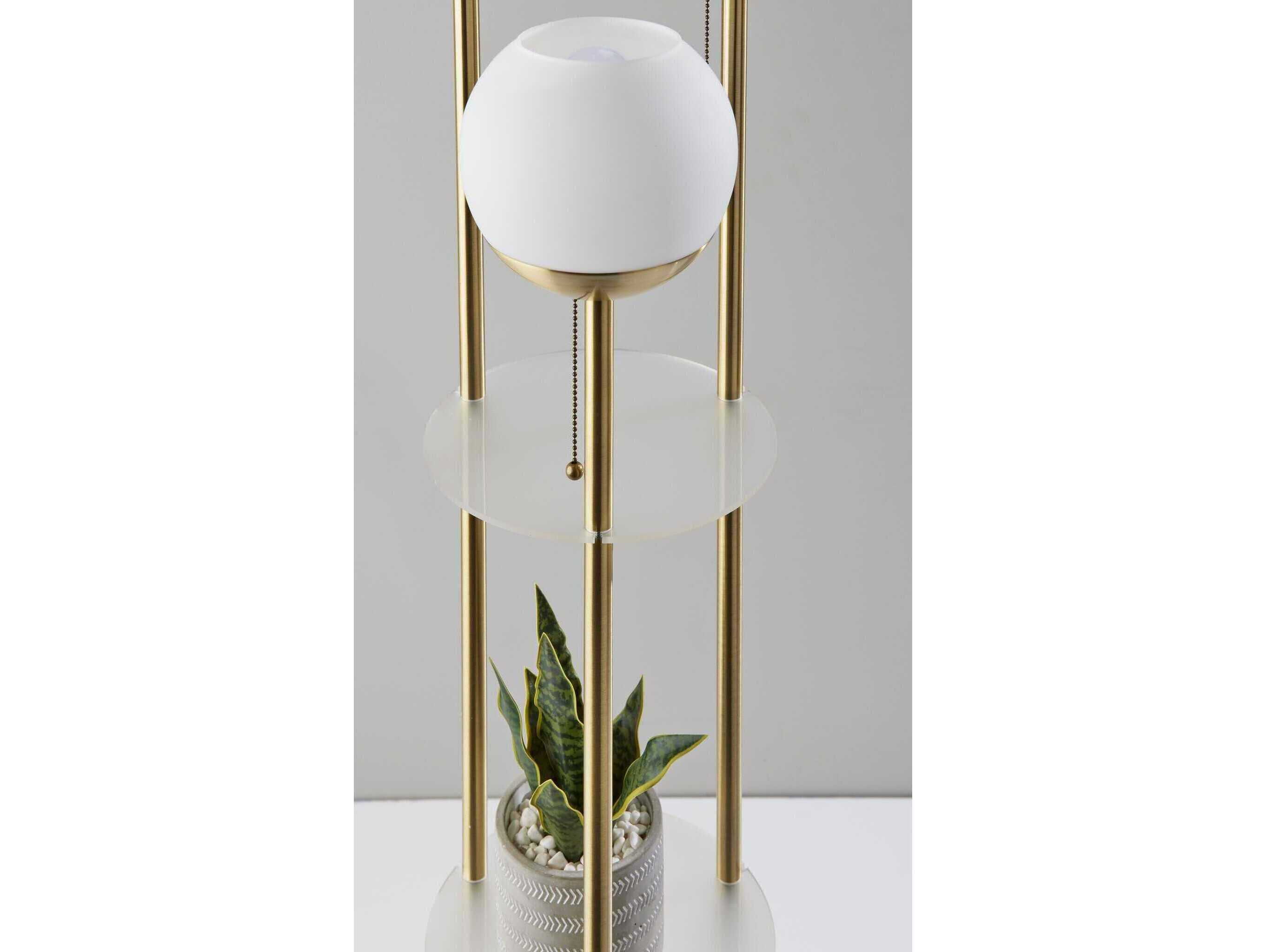 Adesso Bianca Antique Brass White Opal Glass Floor Lamp