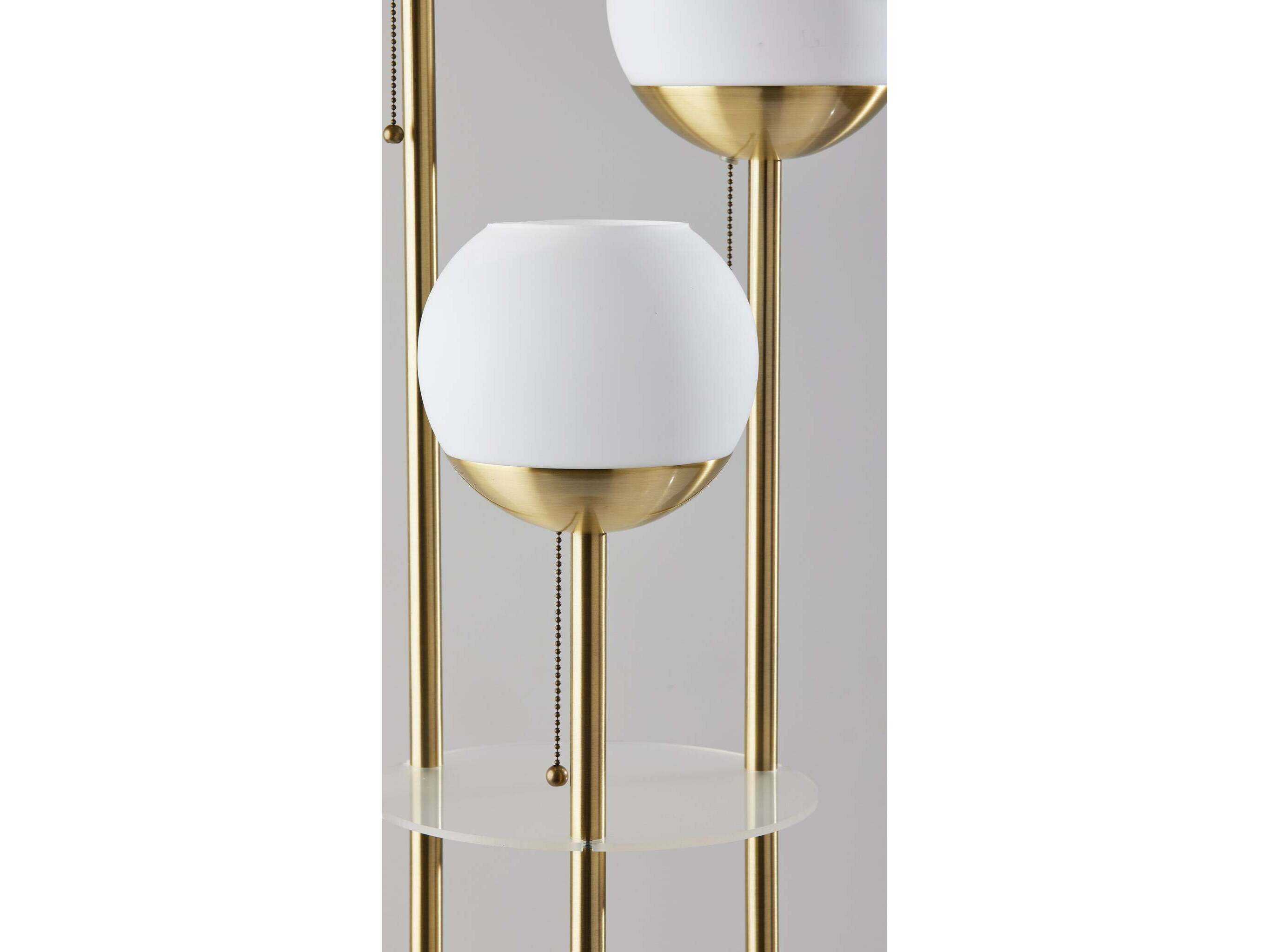 Adesso Bianca Antique Brass White Opal Glass Floor Lamp