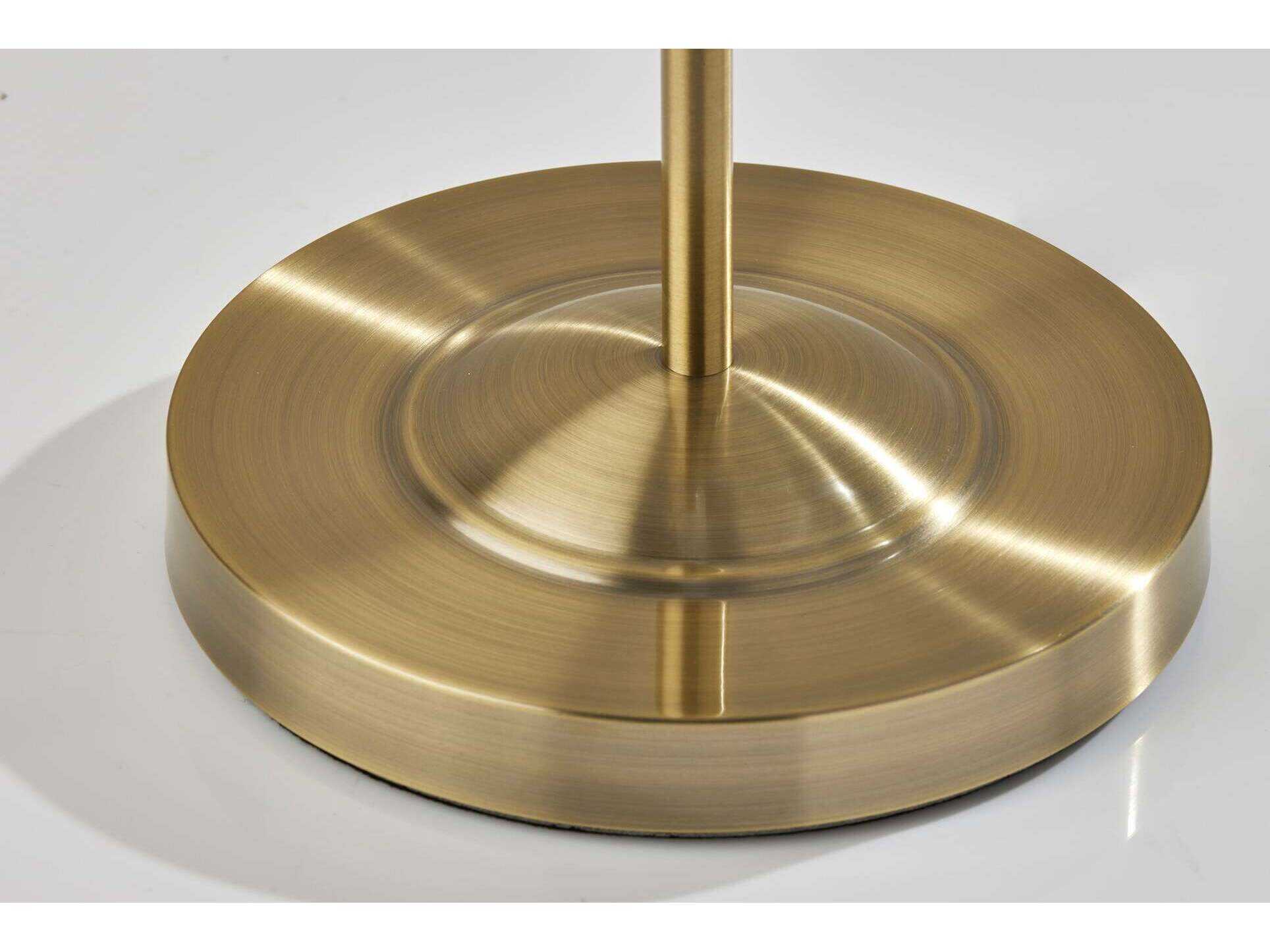 Adesso Willard Antique Brass Cream Textured Fabric Floor Lamp