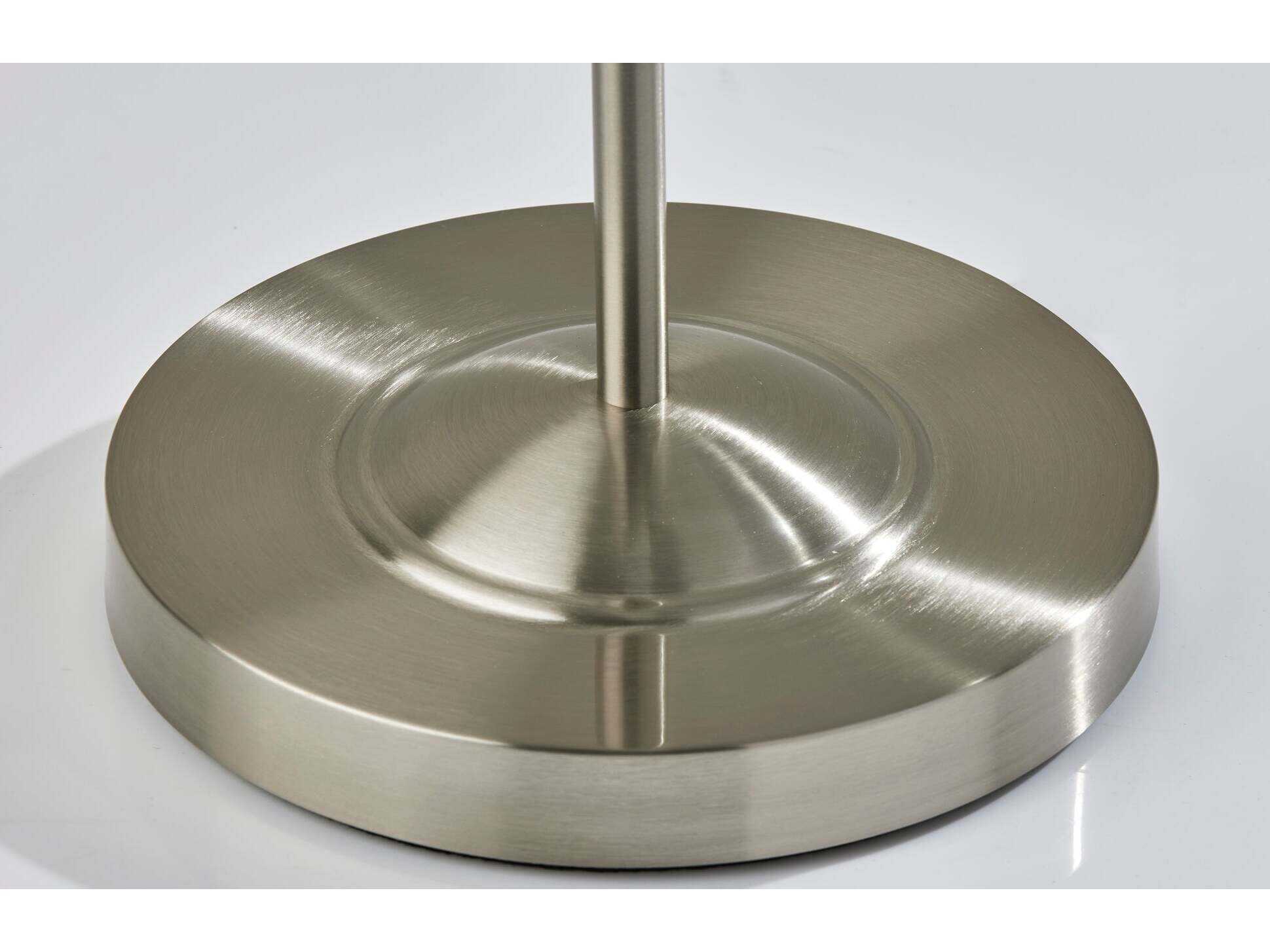 Adesso Willard Brushed Steel Light Taupe Textured Fabric Floor Lamp