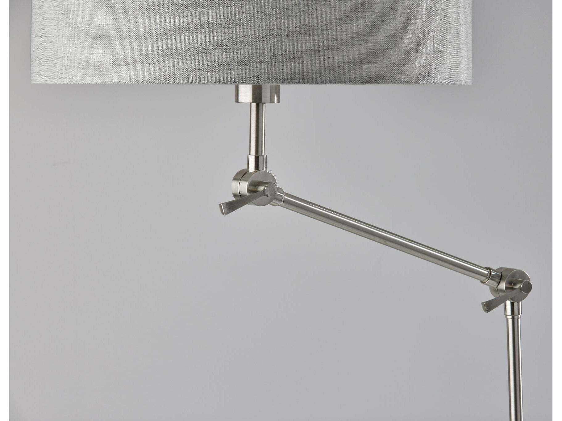 Adesso Willard Brushed Steel Light Taupe Textured Fabric Floor Lamp