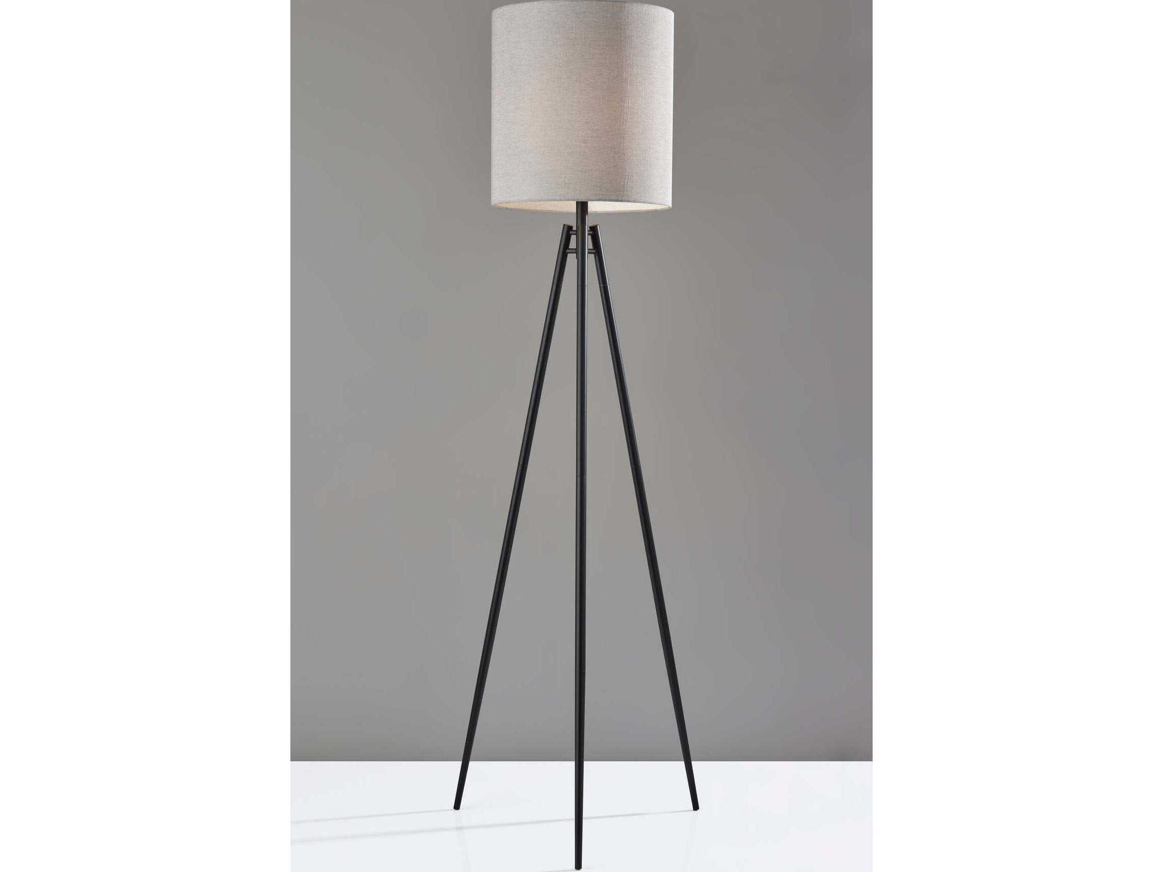 Adesso Glenwood Black Light Taupe Textured Fabric Floor Lamp