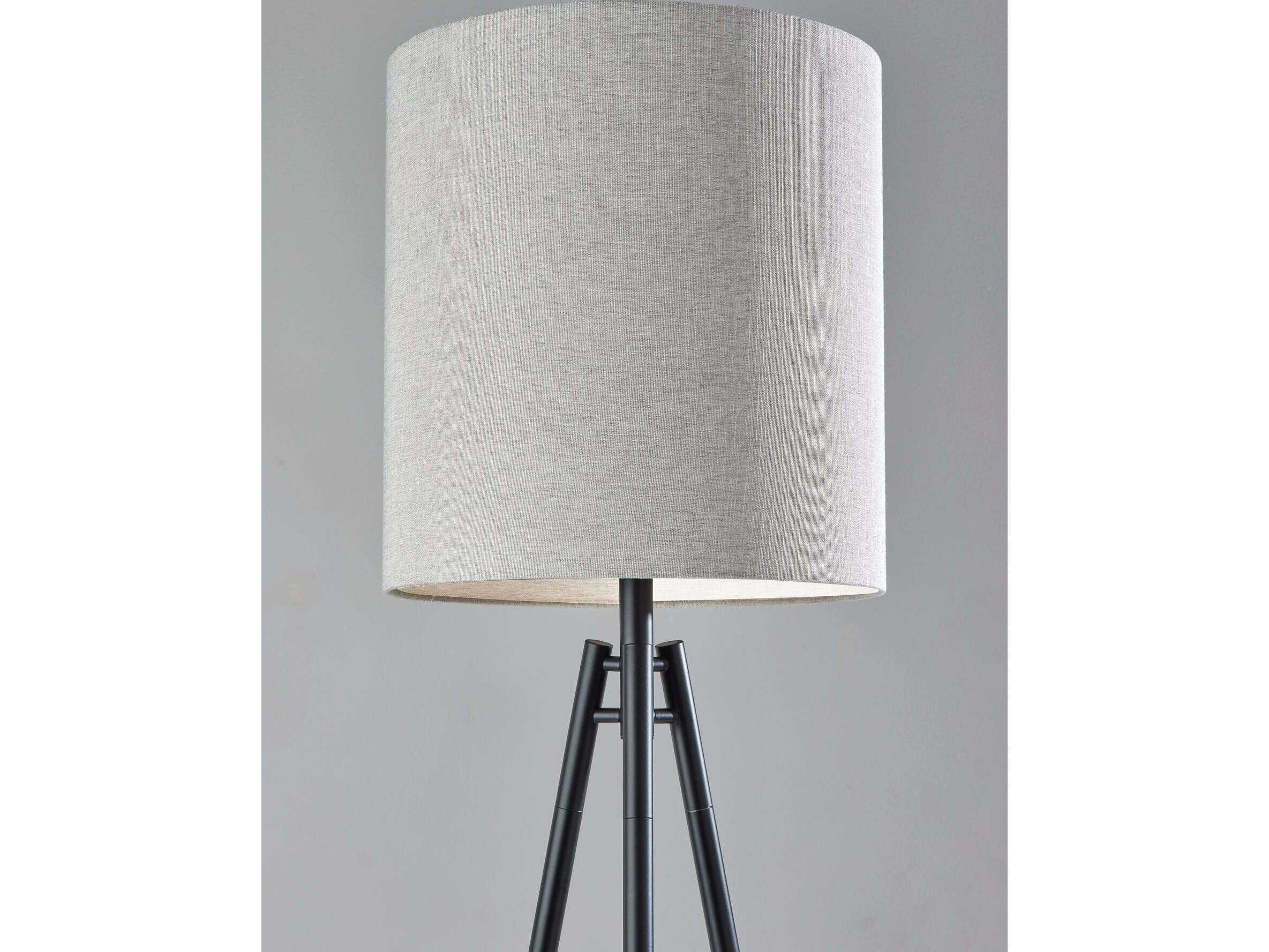 Adesso Glenwood Black Light Taupe Textured Fabric Floor Lamp