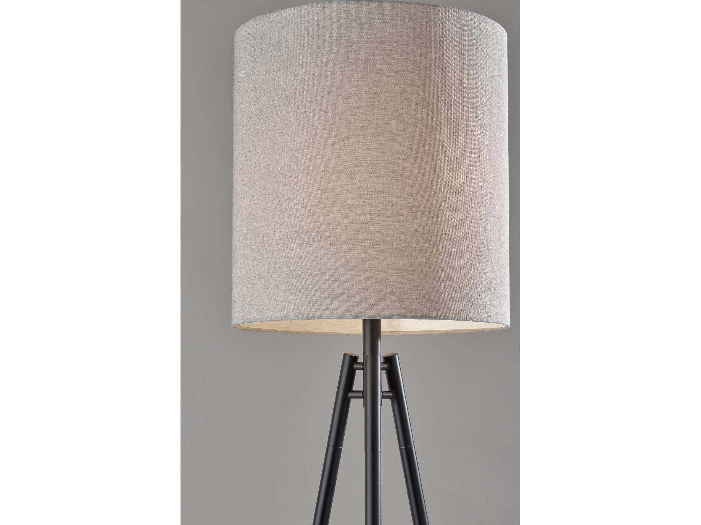 Adesso Glenwood Black Light Taupe Textured Fabric Floor Lamp
