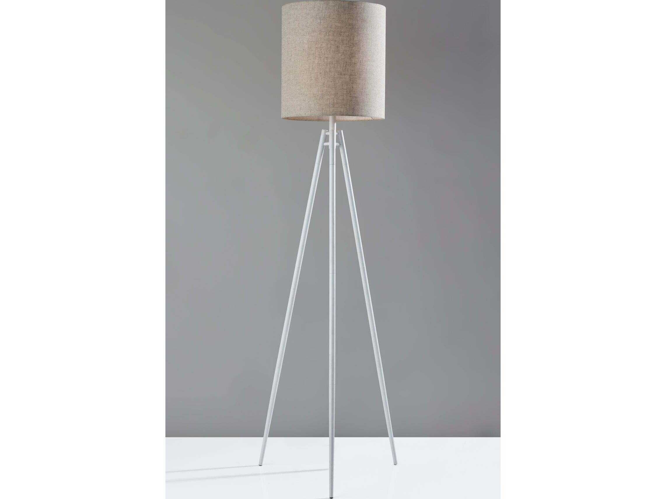 Adesso Glenwood White Light Beige Textured Fabric Floor Lamp