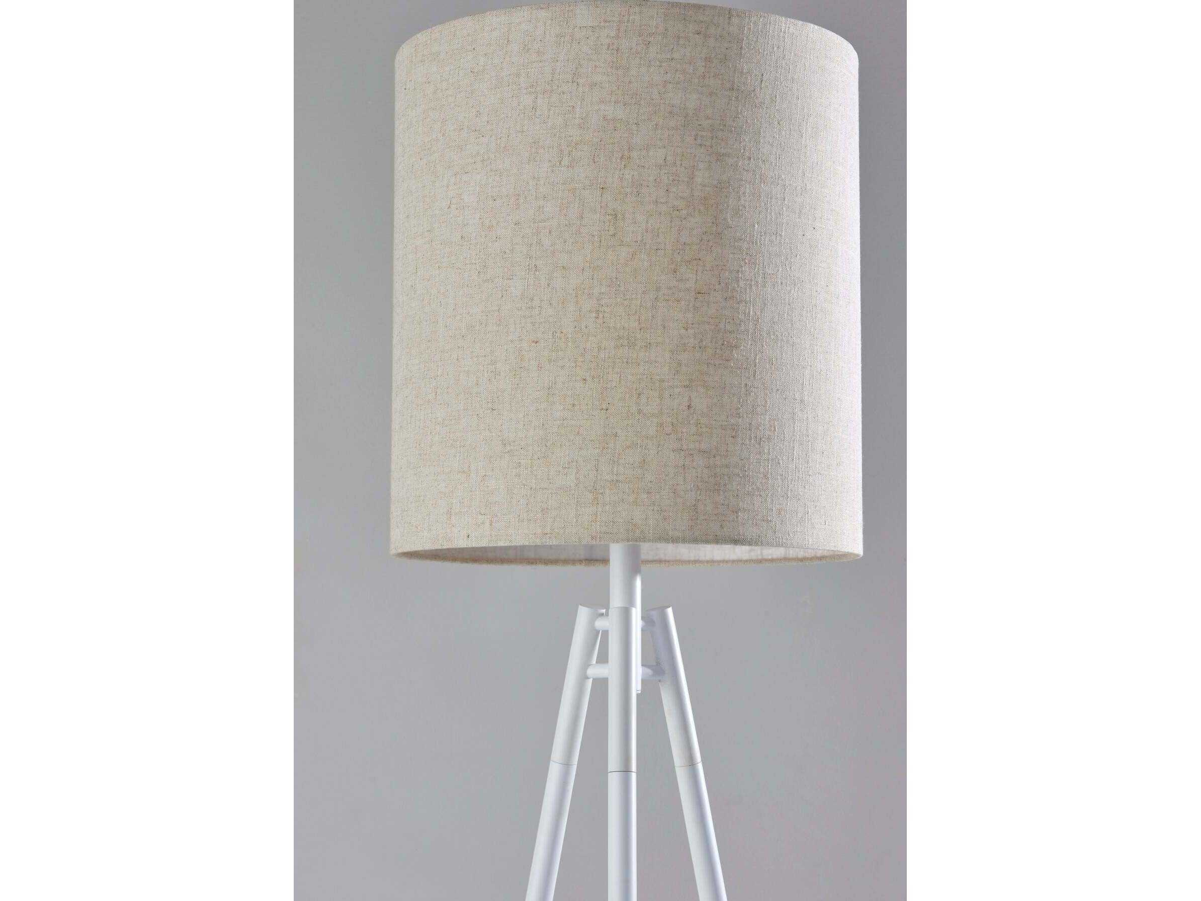 Adesso Glenwood White Light Beige Textured Fabric Floor Lamp