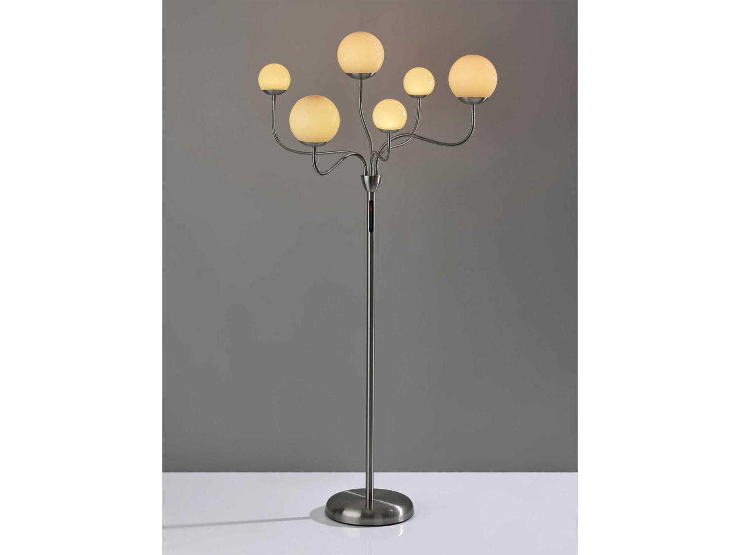 Adesso Phoebe Brushed Steel White Plastic Floor Lamp