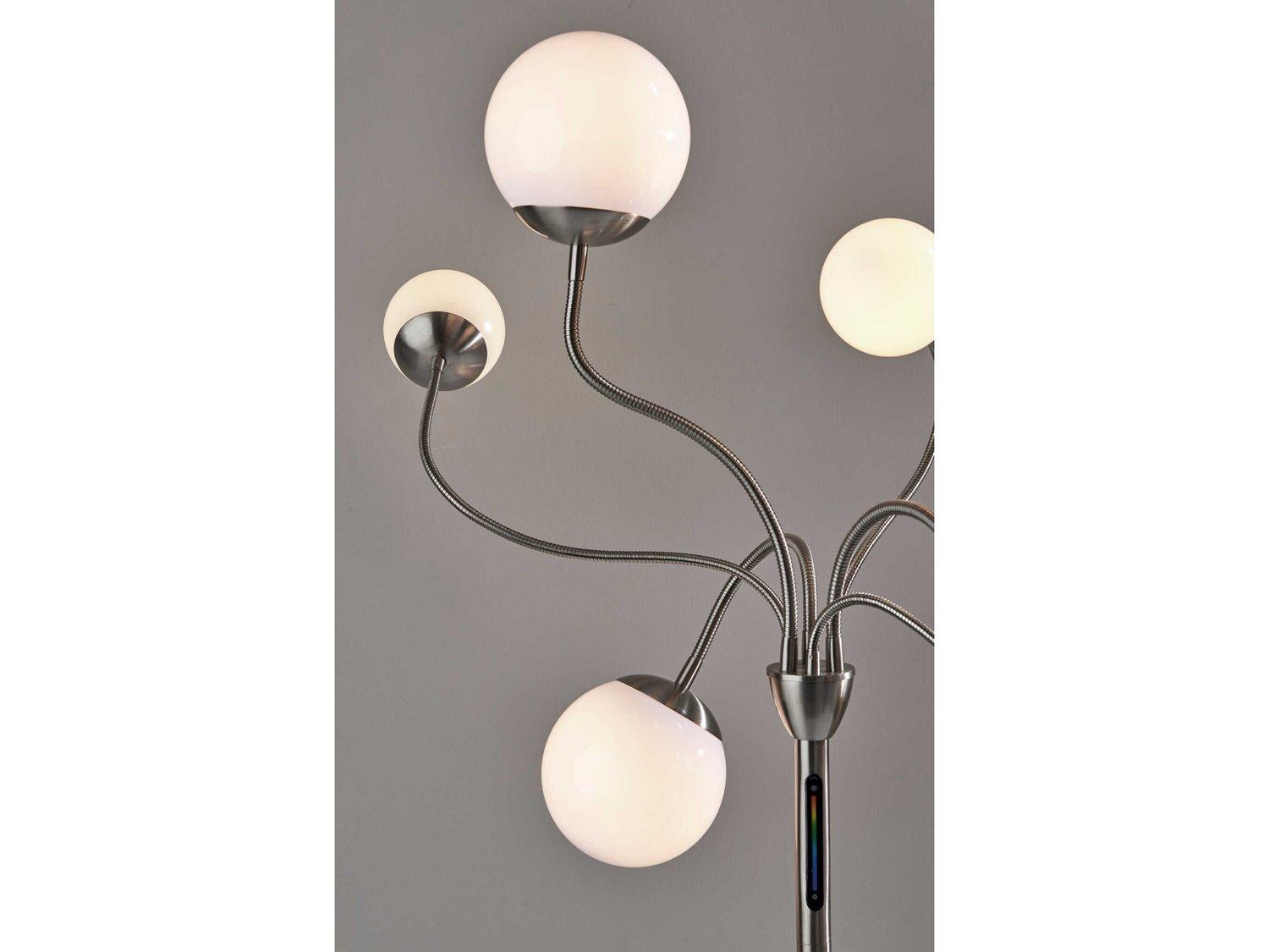Adesso Phoebe Brushed Steel White Plastic Floor Lamp