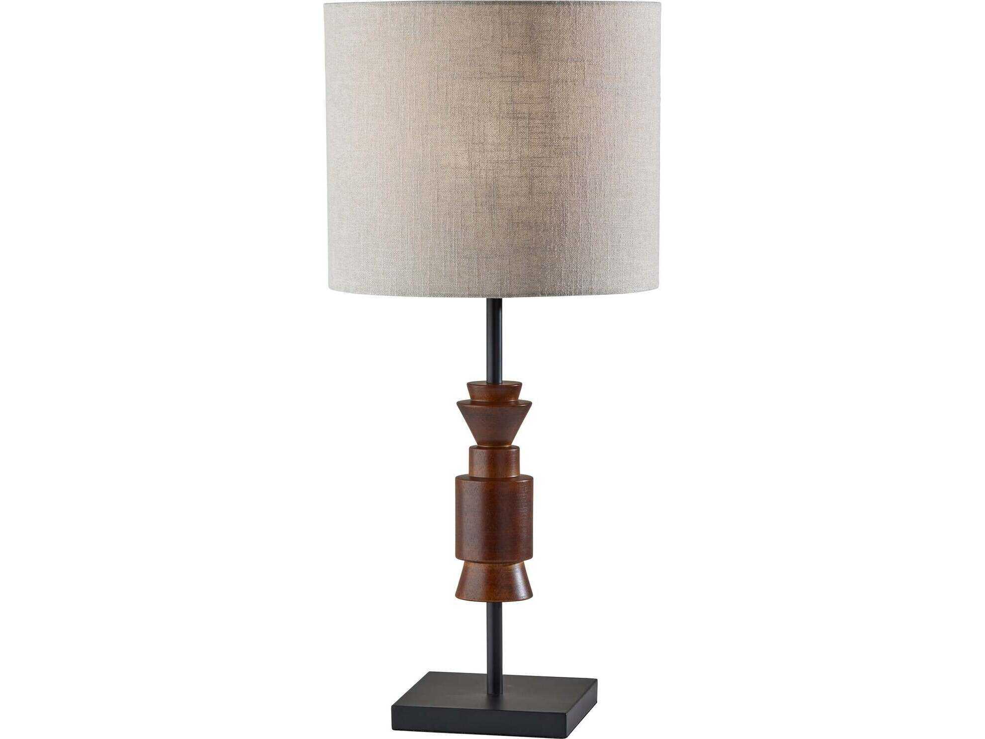 Adesso Elton Black Walnut Light Beige Textured Fabric Buffet Lamp