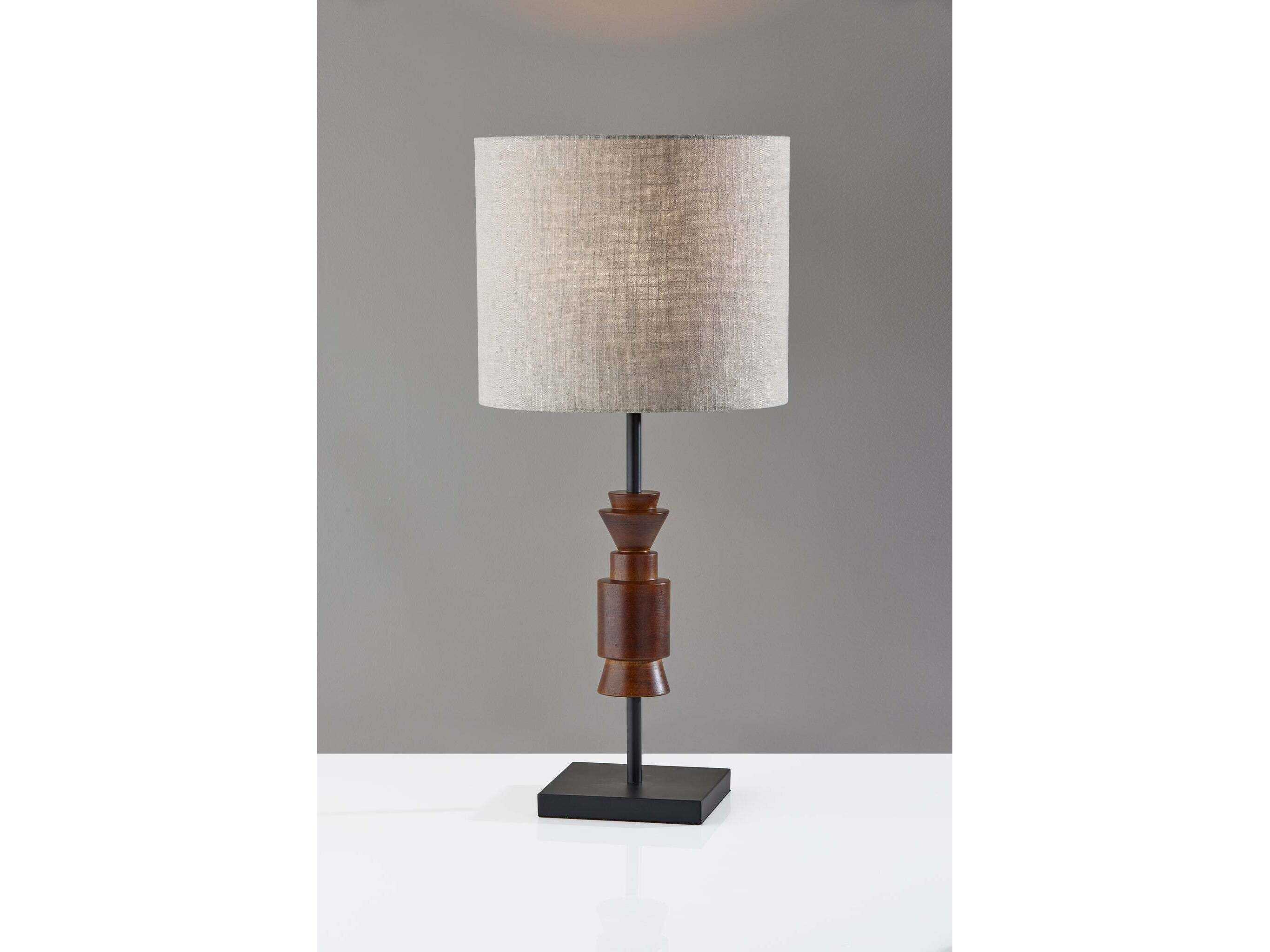 Adesso Elton Black Walnut Light Beige Textured Fabric Buffet Lamp