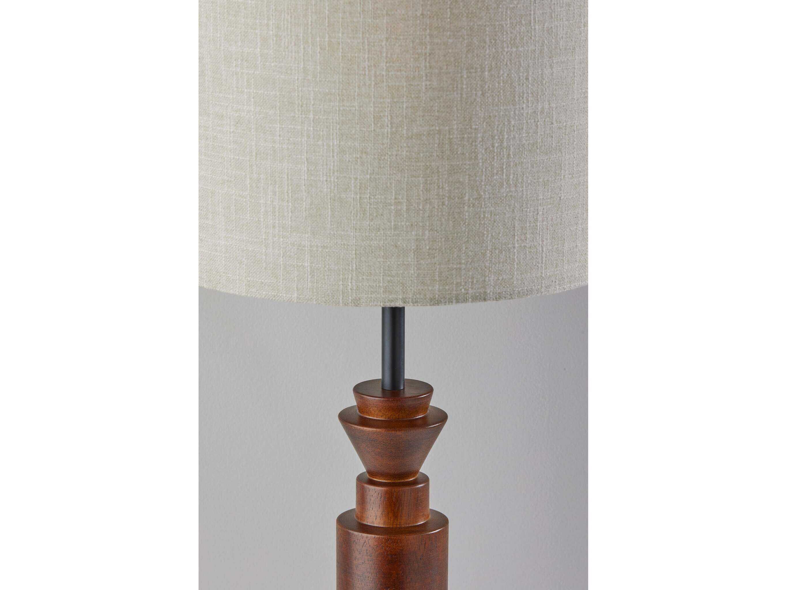 Adesso Elton Black Walnut Light Beige Textured Fabric Buffet Lamp