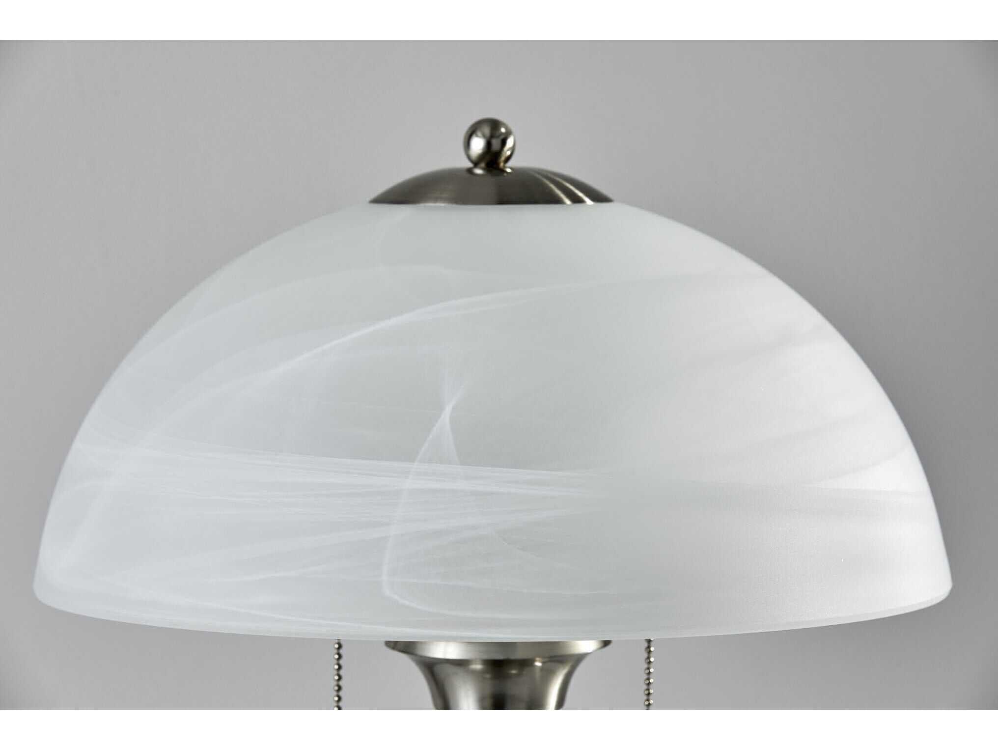 Adesso Lexington Walnut Rubber Brushed Steel Alabaster Frosted Glass Silver Traditional Table Lamp