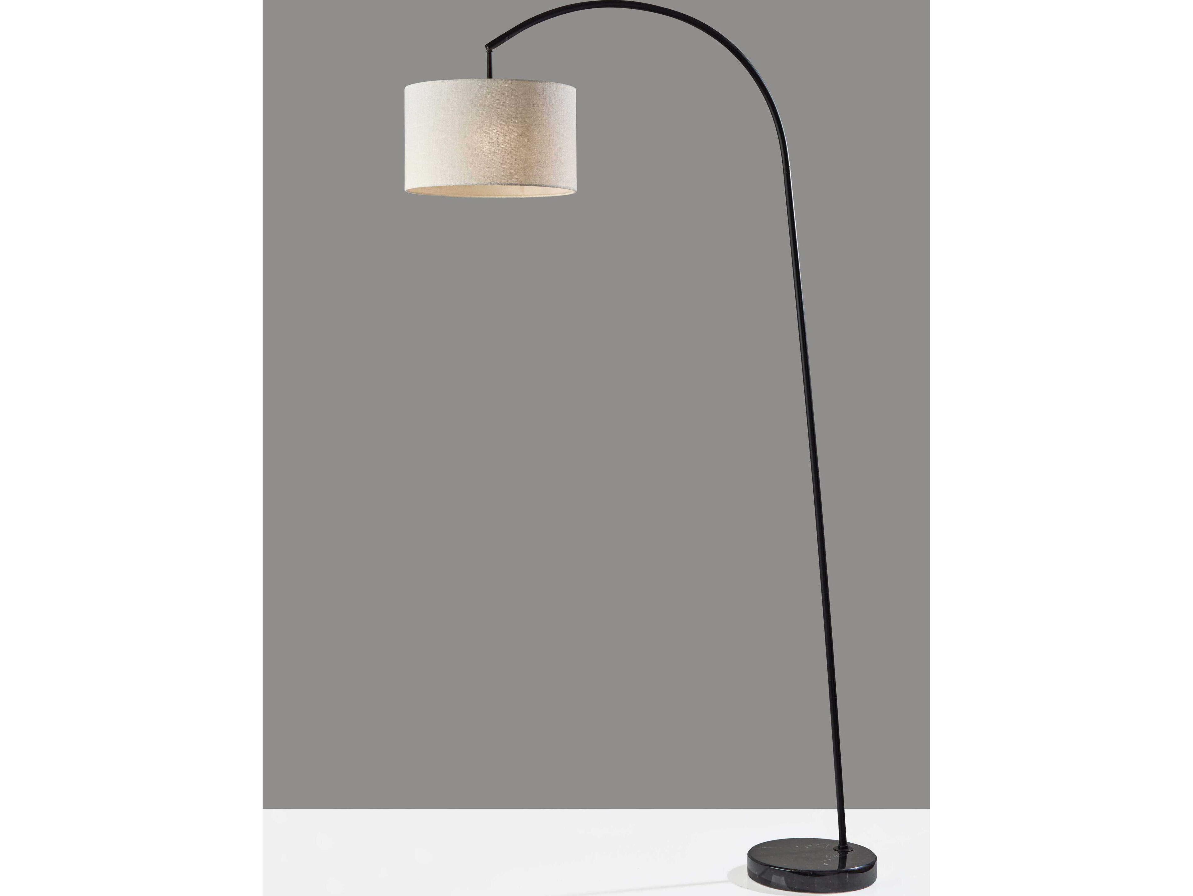 Adesso Chrystie Black Light Brown Textured Fabric Floor Lamp