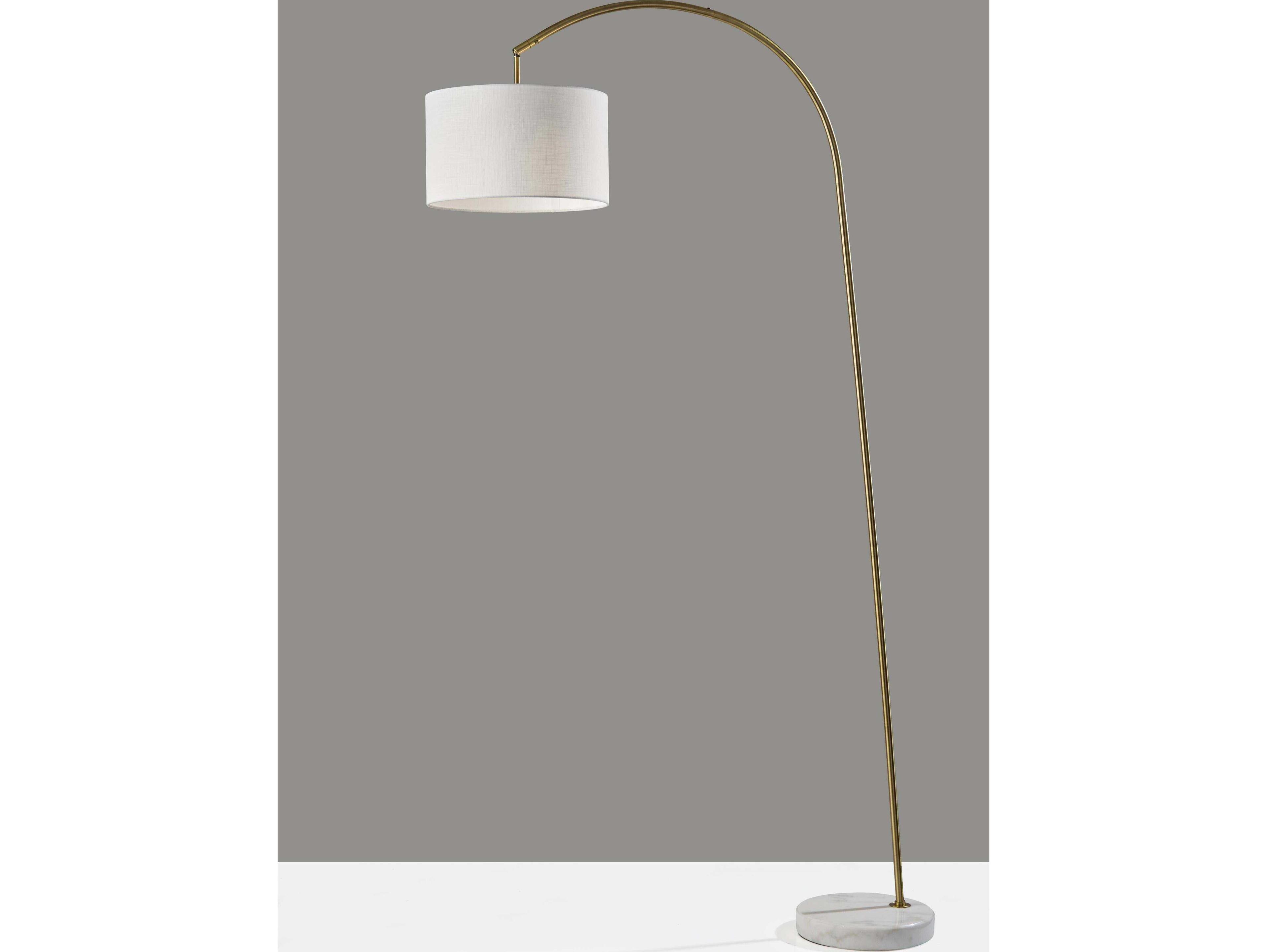 Adesso Chrystie Antique Brass White Textured Fabric Floor Lamp