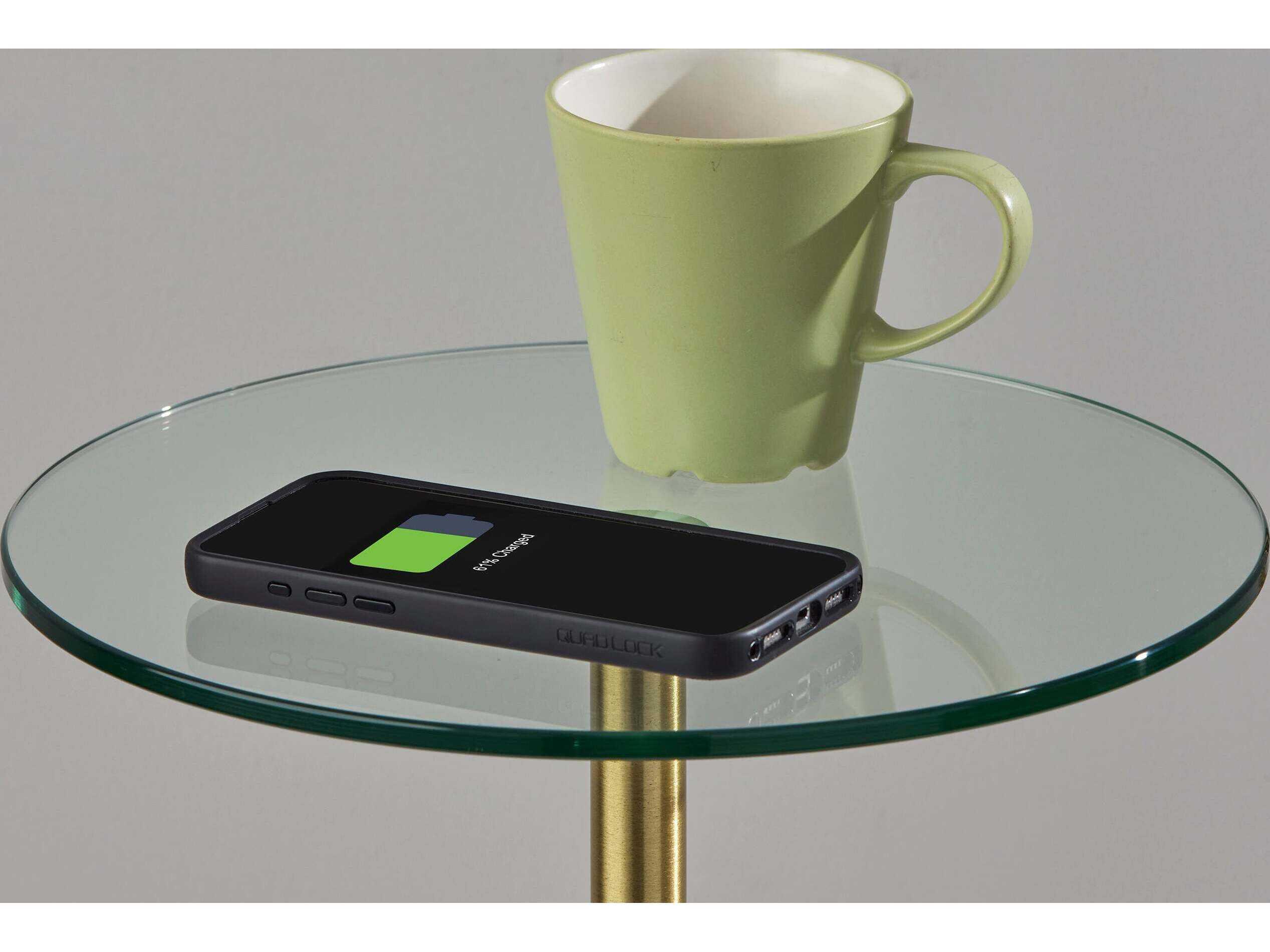 Adesso Amira Antique Brass White Textured Fabric Floor Lamp