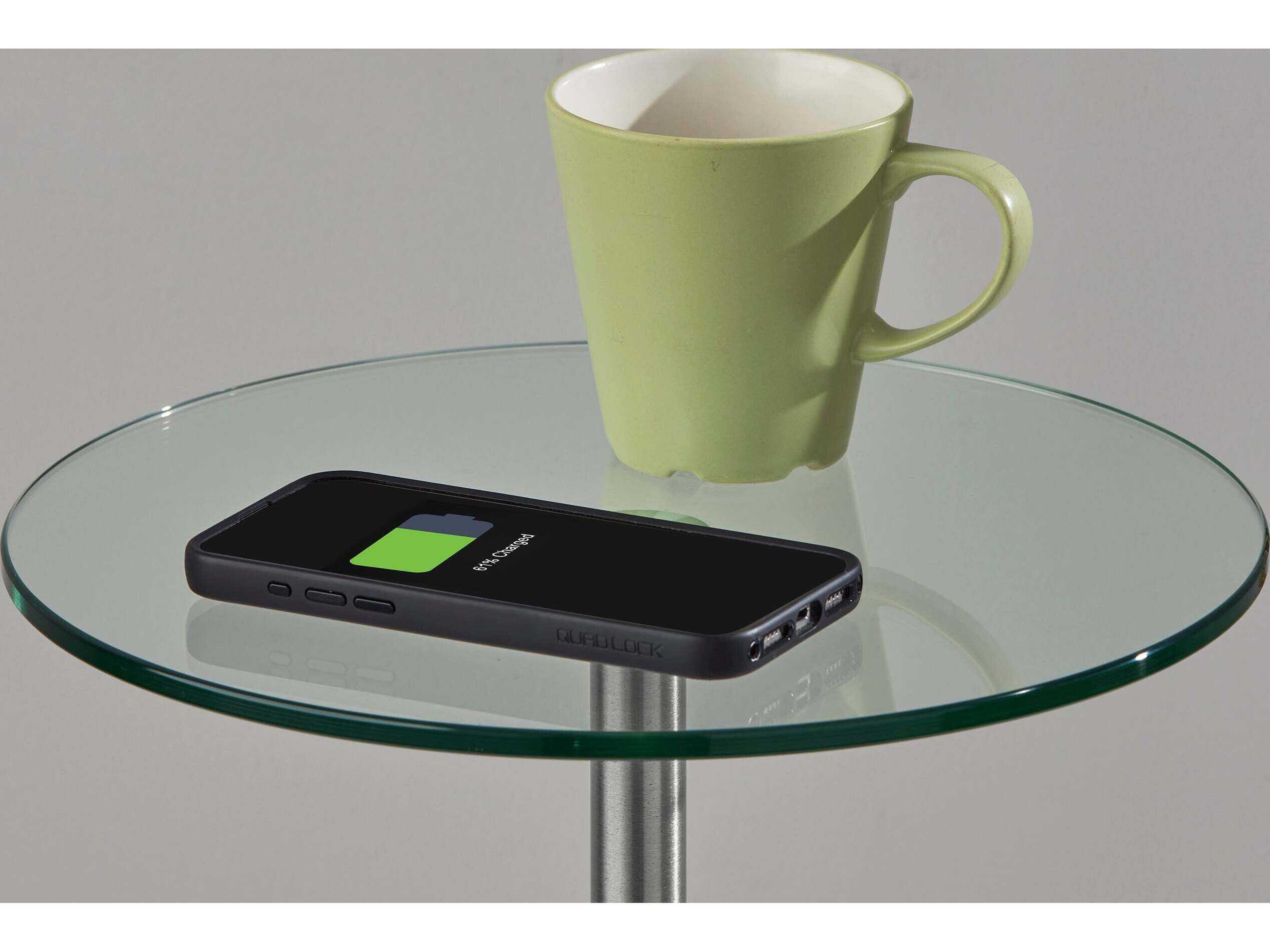 Adesso Amira Brushed Steel White Textured Fabric Floor Lamp