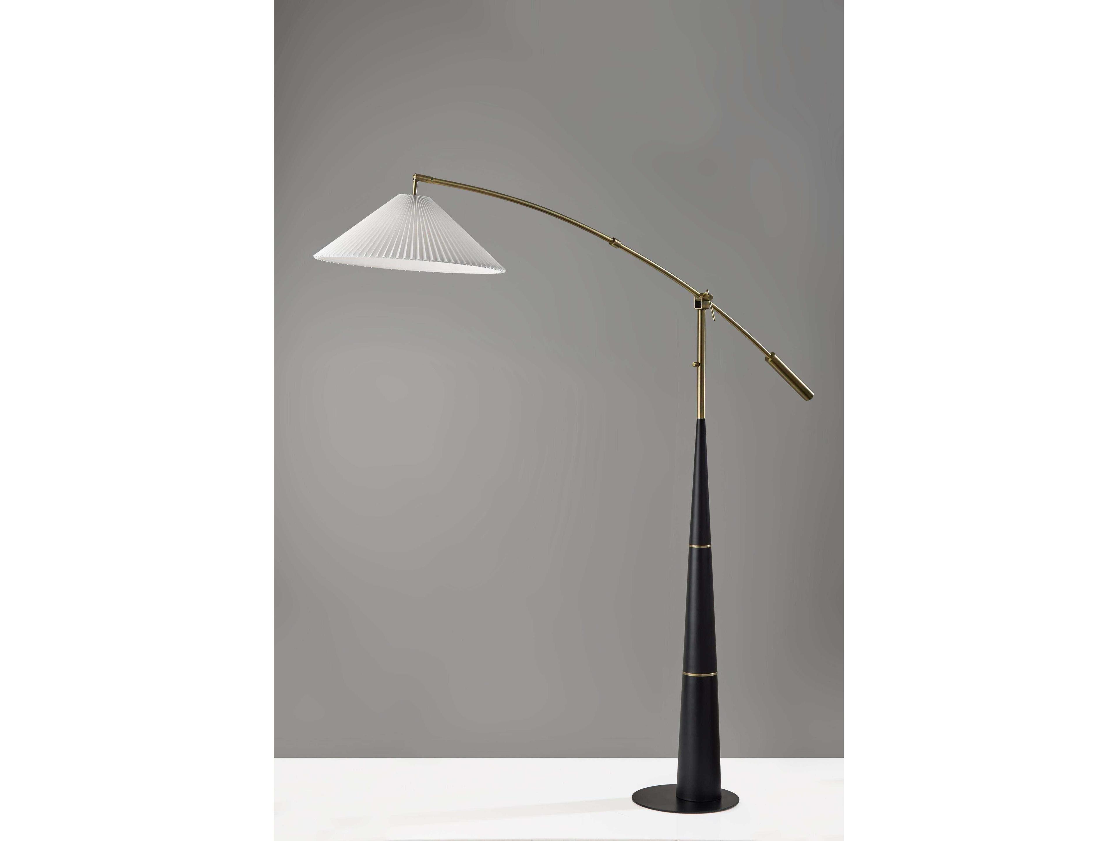 Adesso Leroy Black Antique Brass Floor Lamp