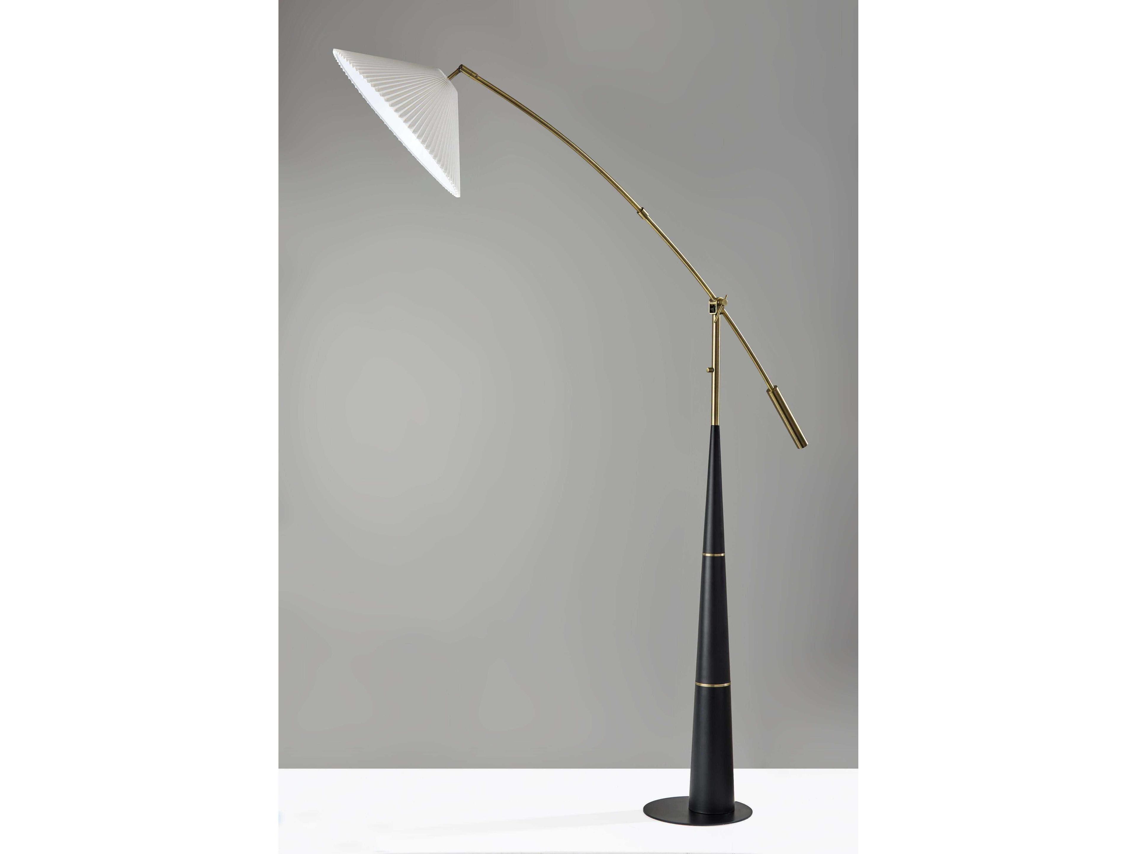 Adesso Leroy Black Antique Brass Floor Lamp