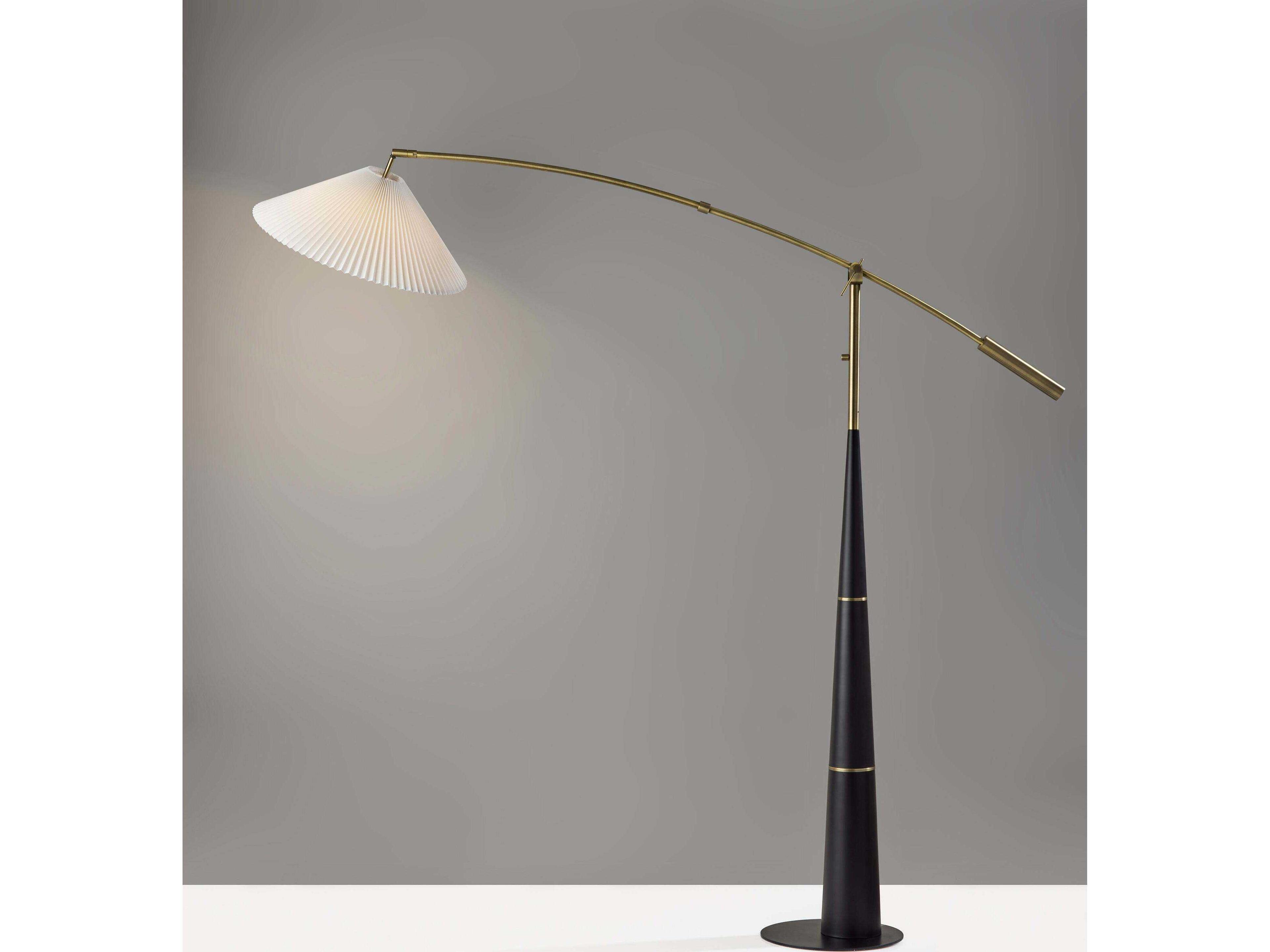 Adesso Leroy Black Antique Brass Floor Lamp