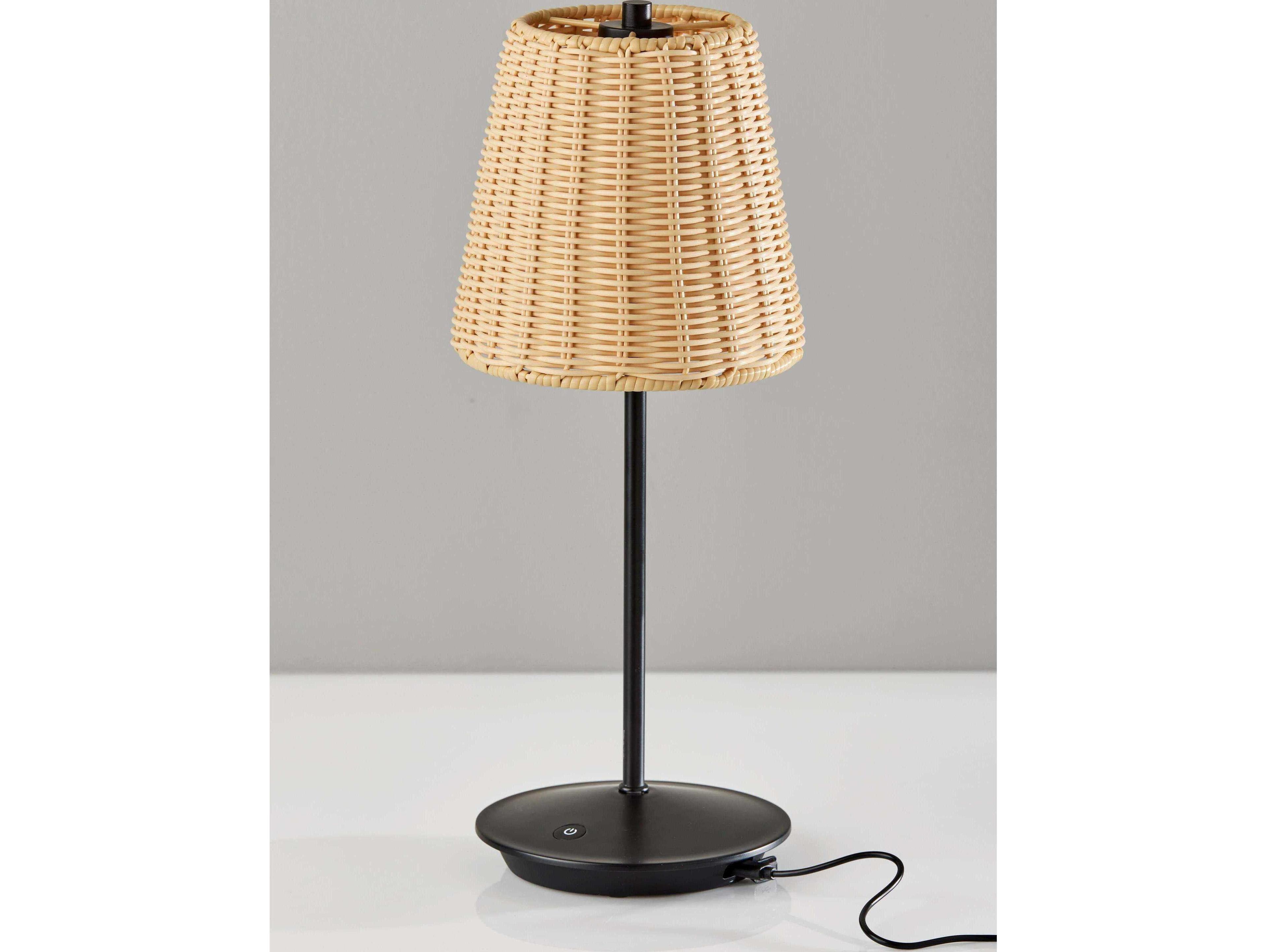 Adesso Andy Black Plastic Rattan Table Lamp