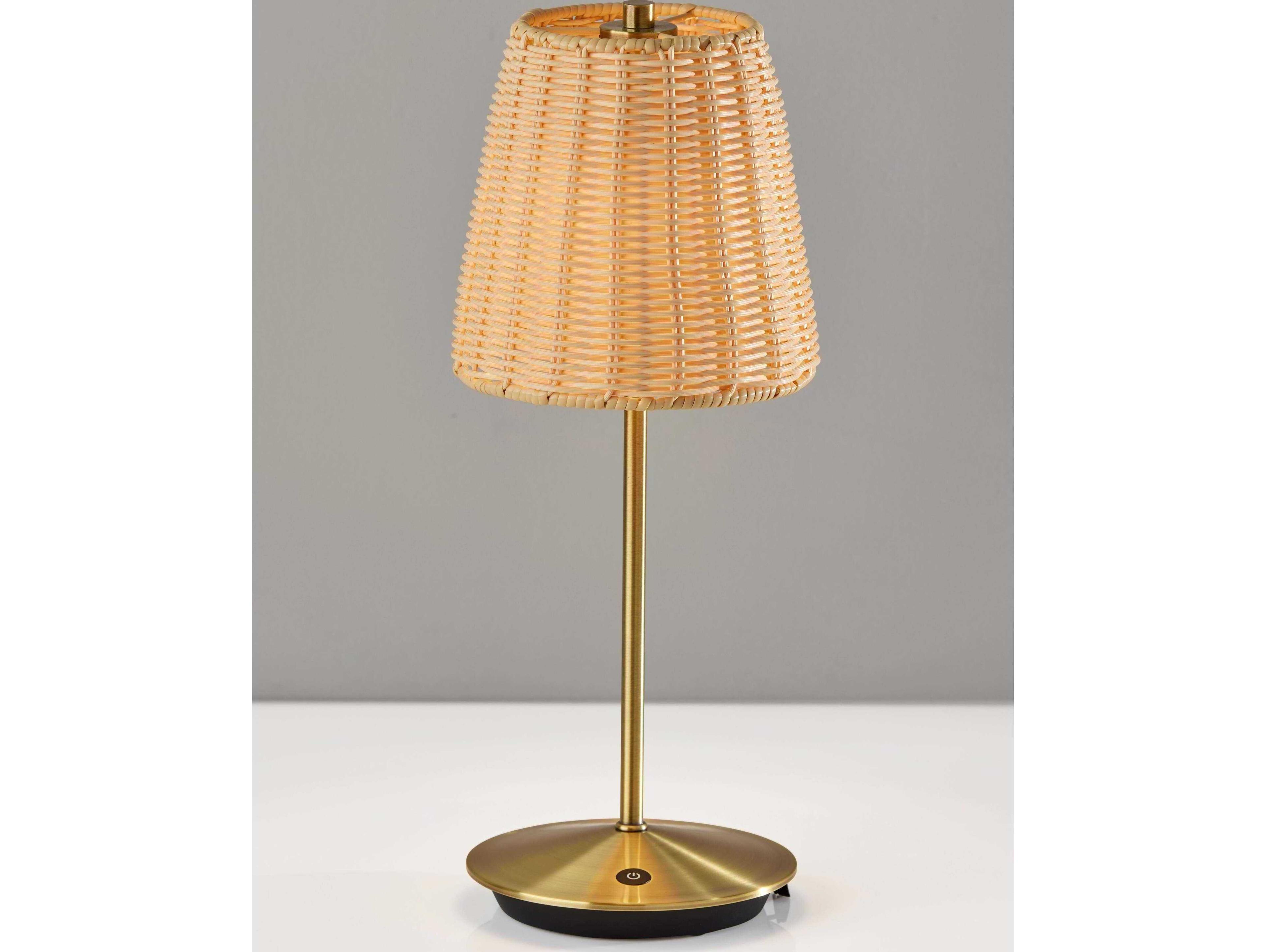 Adesso Andy Antique Brass Plastic Rattan Table Lamp