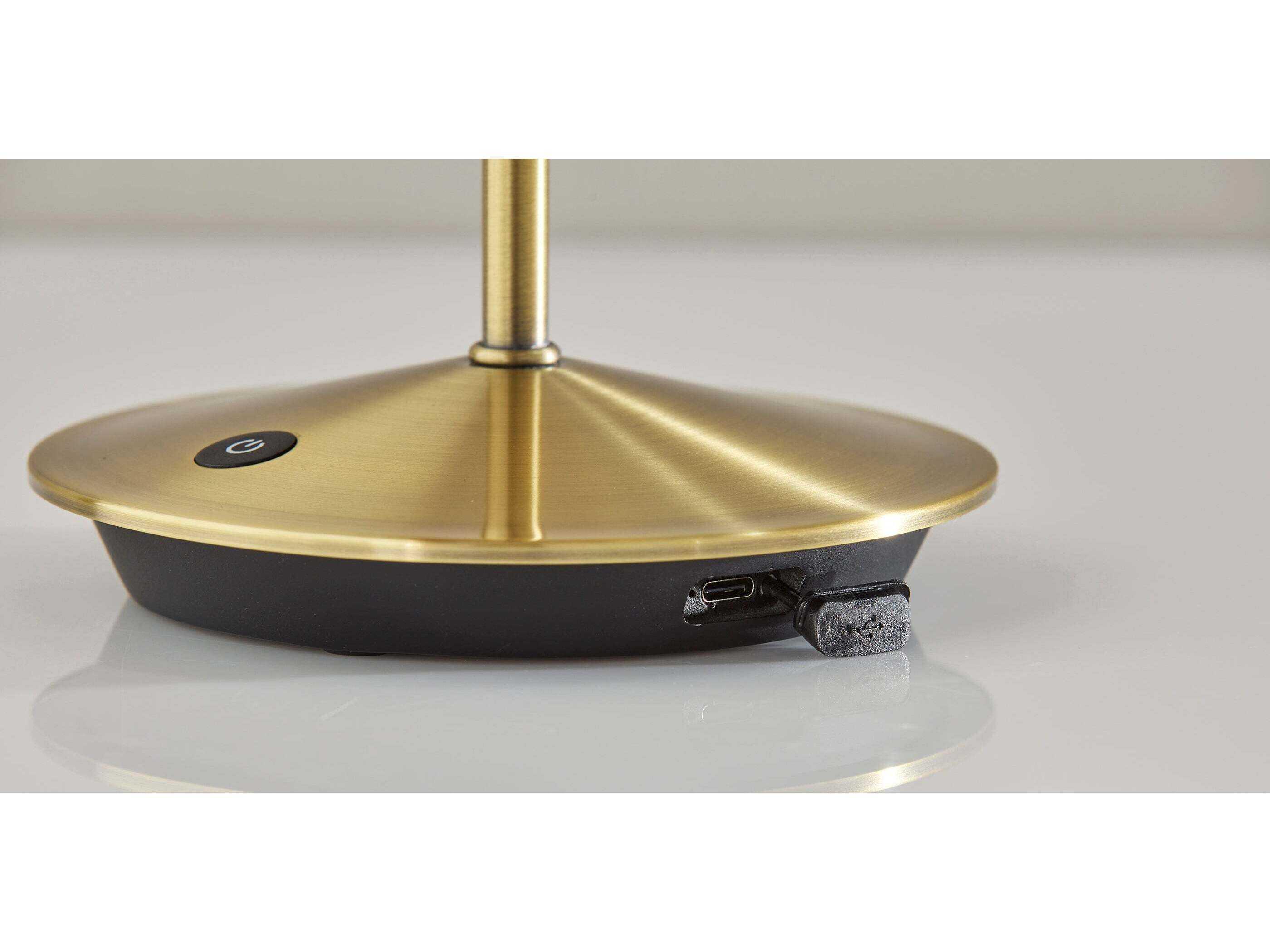 Adesso Andy Antique Brass Plastic Rattan Table Lamp