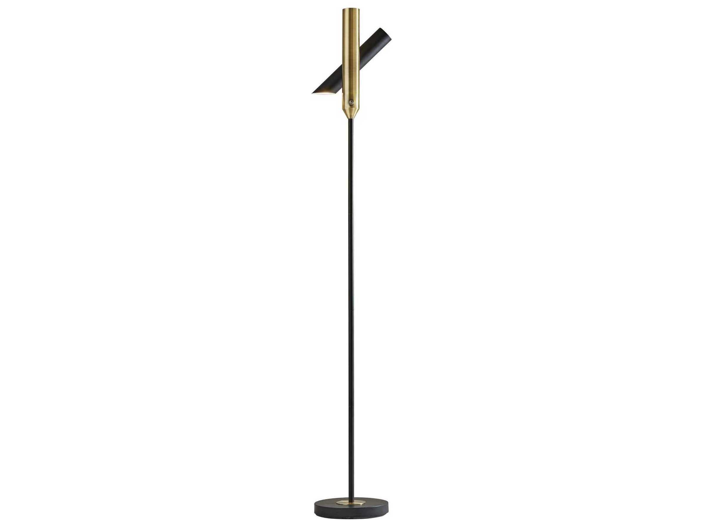 Adesso Vega Black Antique Brass Floor Lamp