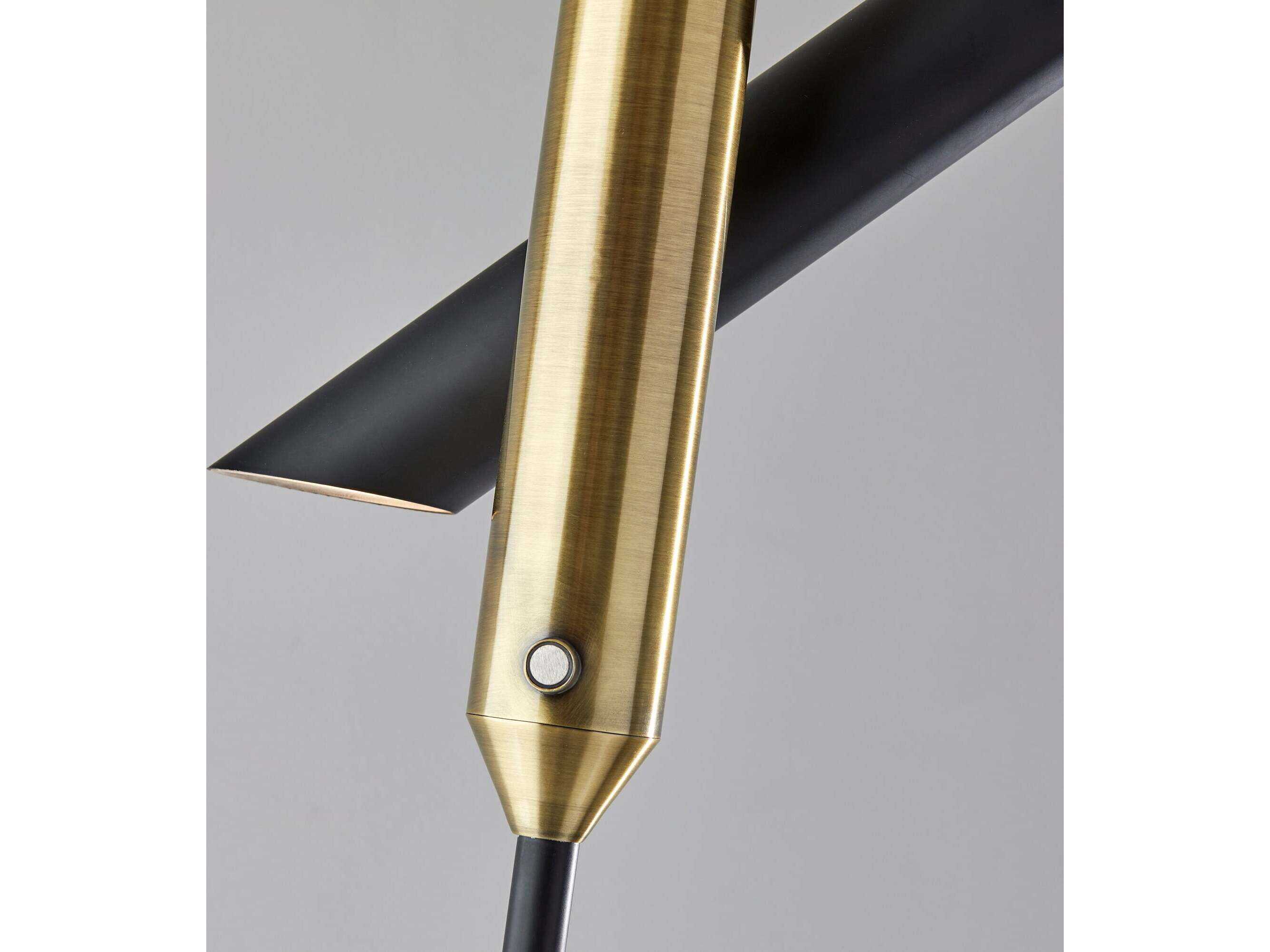 Adesso Vega Black Antique Brass Floor Lamp