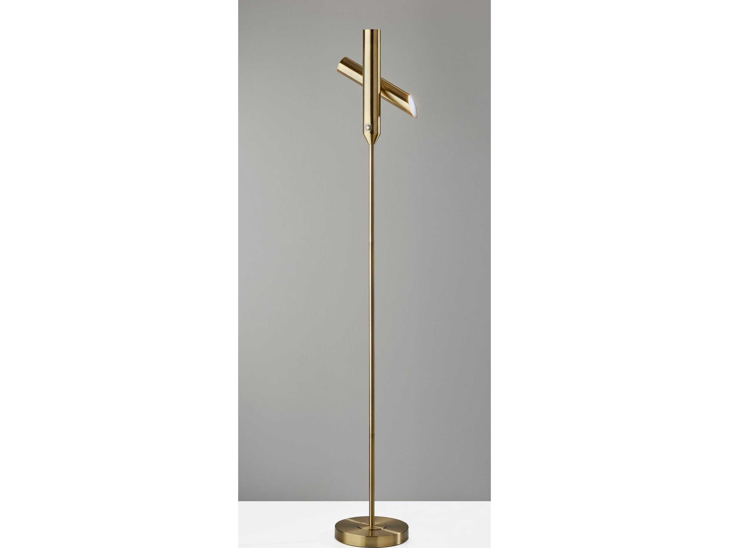Adesso Vega Antique Brass Floor Lamp