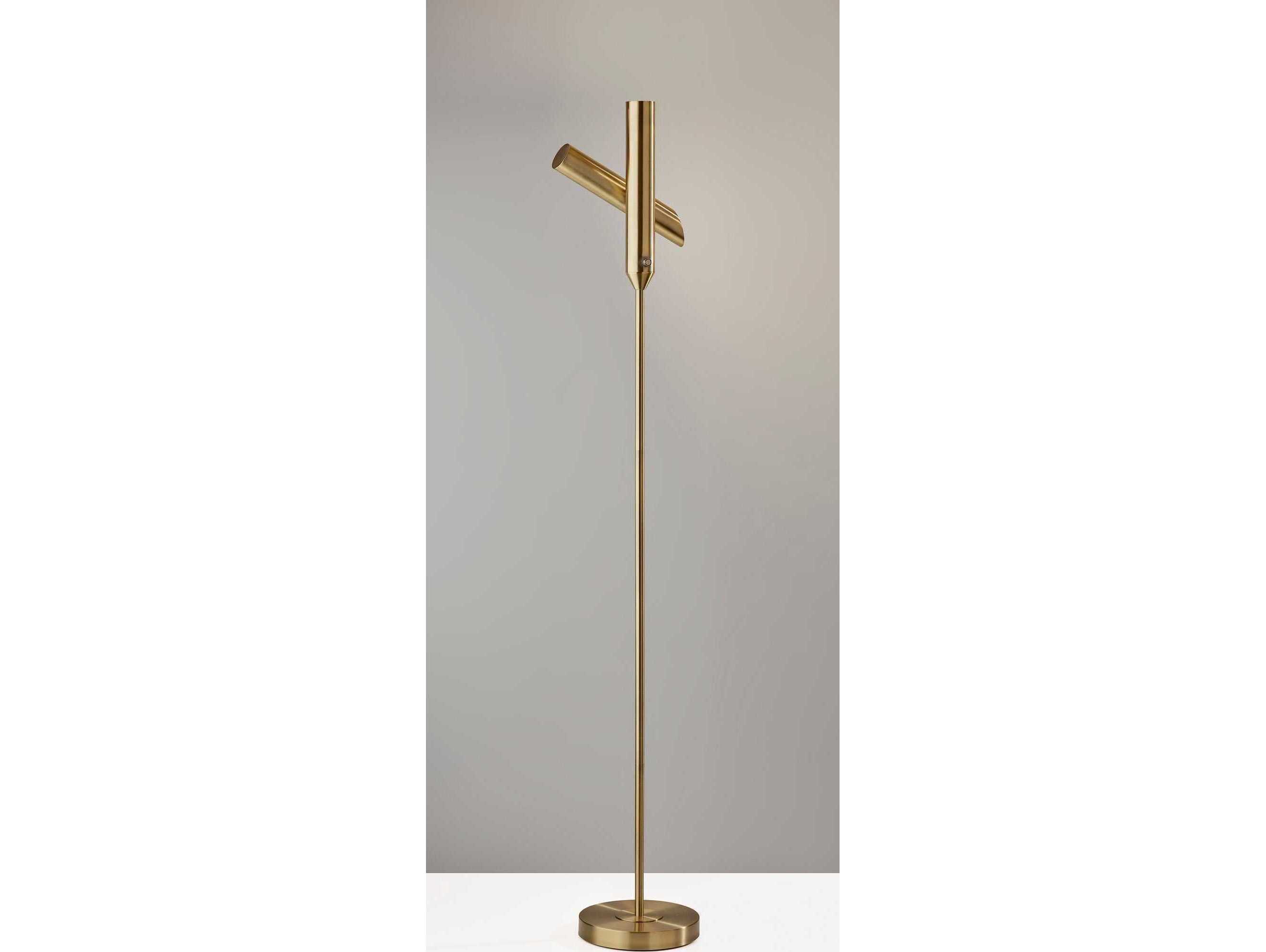 Adesso Vega Antique Brass Floor Lamp