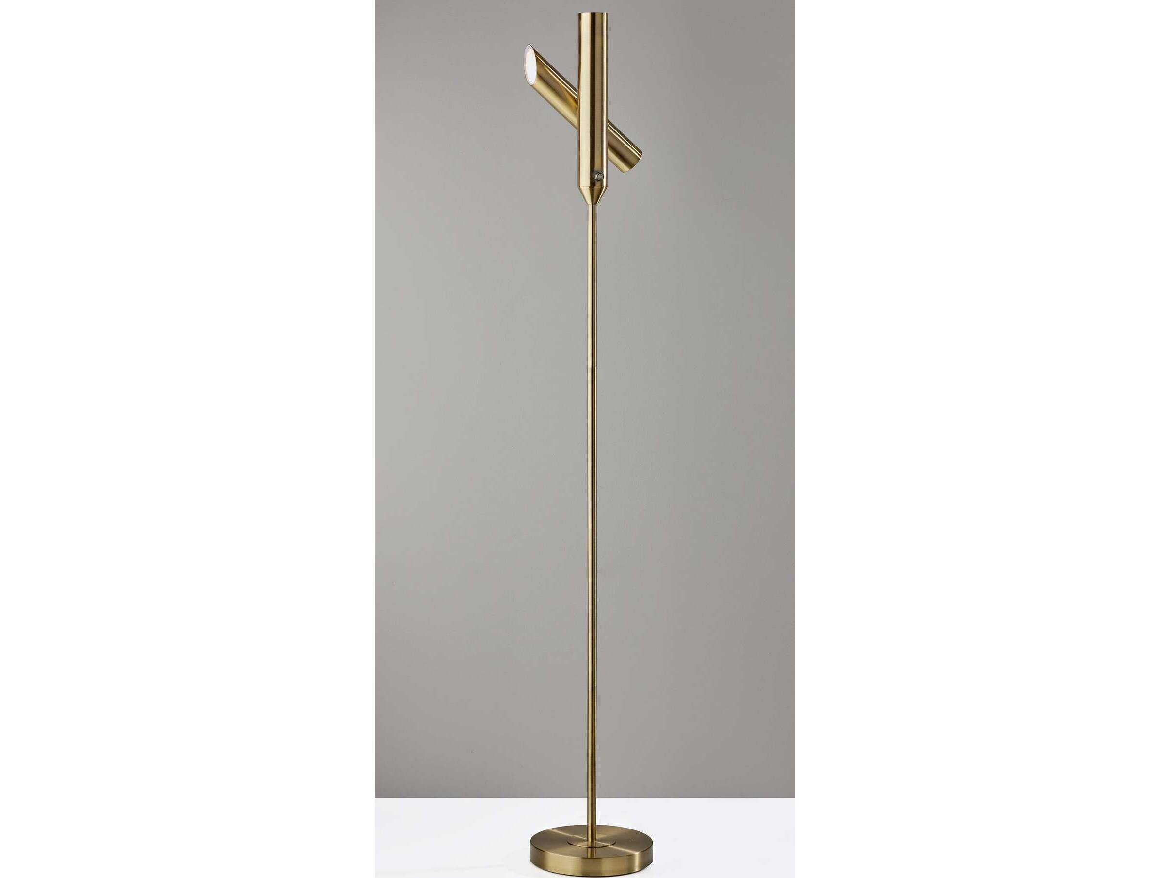 Adesso Vega Antique Brass Floor Lamp
