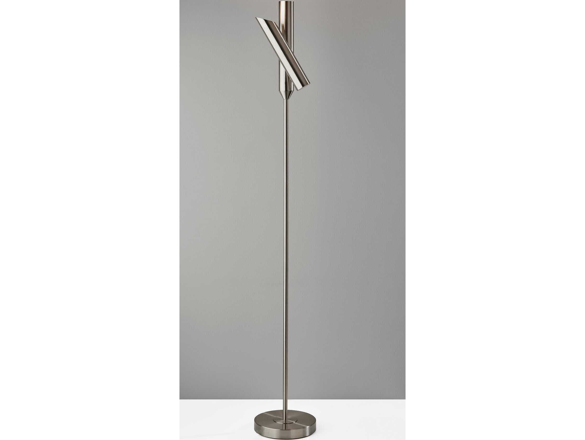 Adesso Vega Brushed Steel Floor Lamp