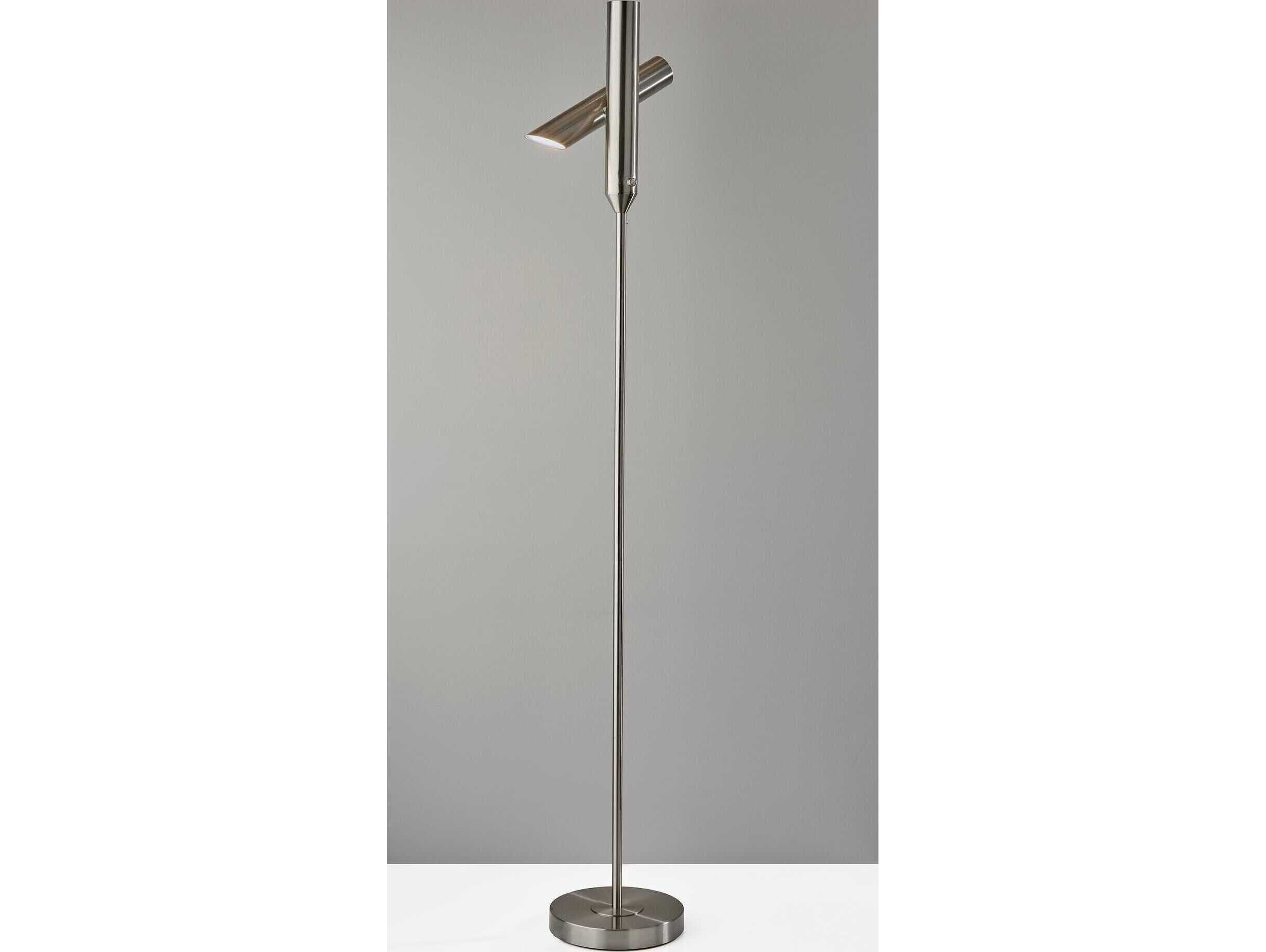 Adesso Vega Brushed Steel Floor Lamp