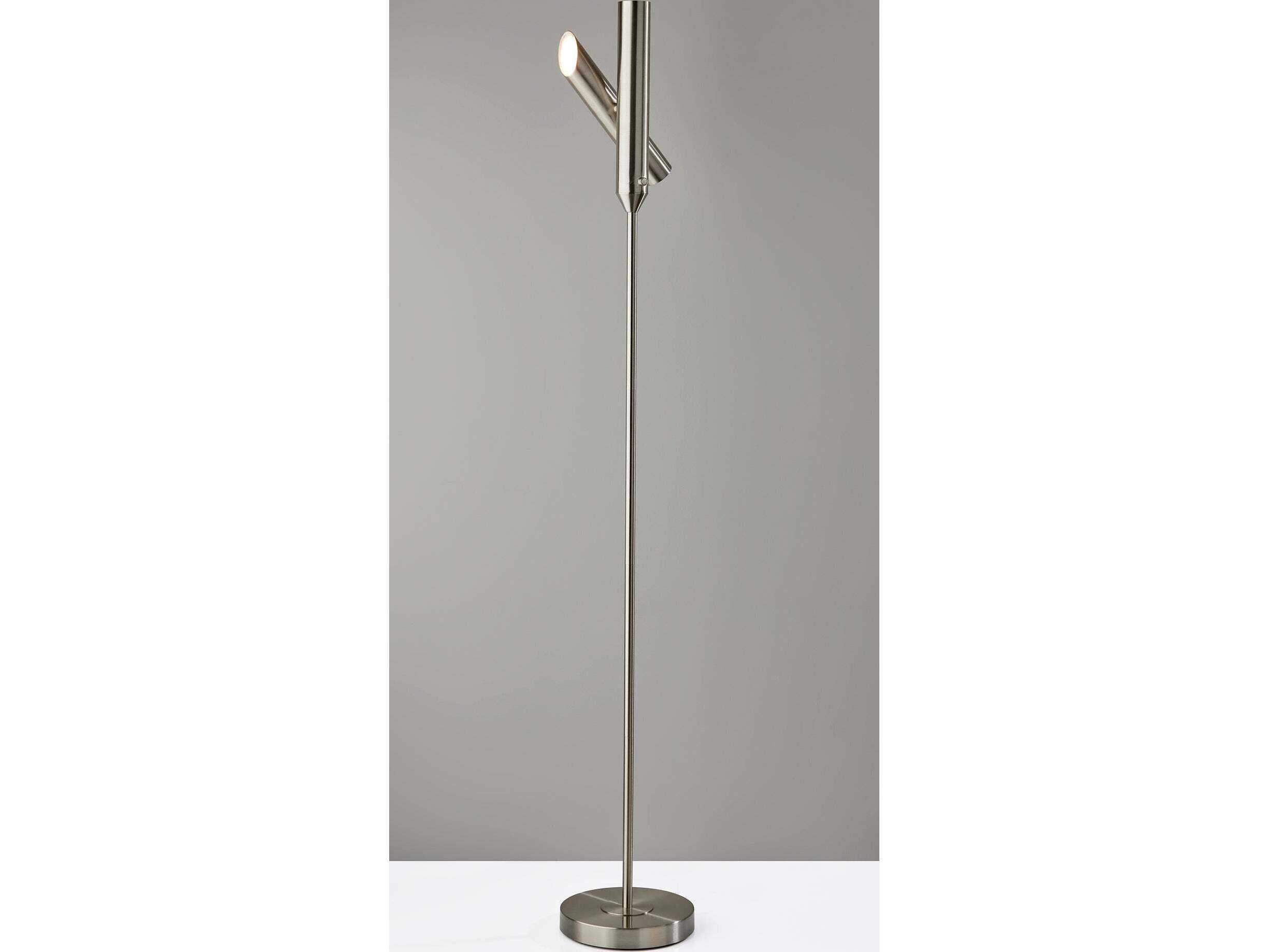 Adesso Vega Brushed Steel Floor Lamp