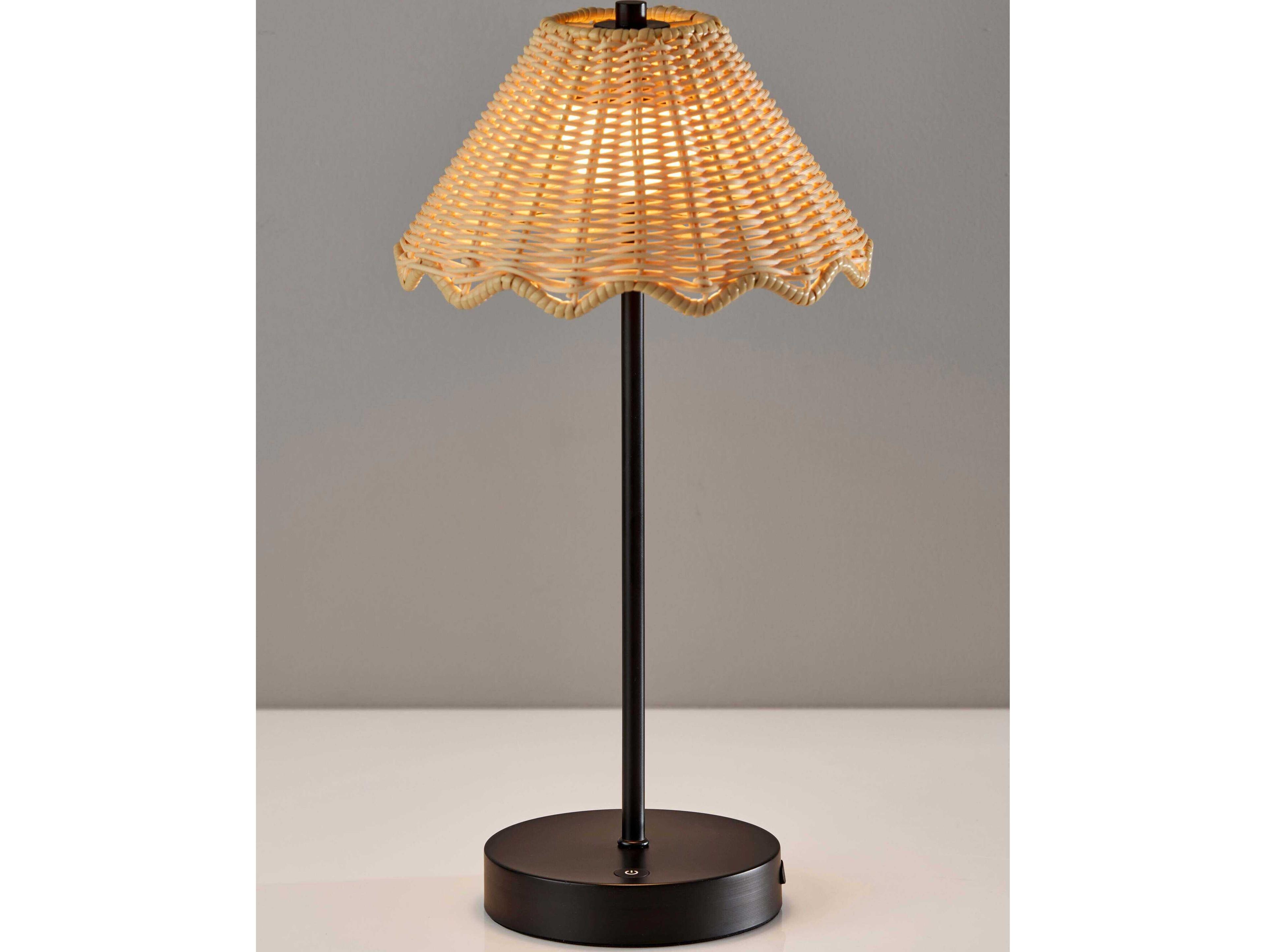 Adesso Stevie Black Plastic Rattan Table Lamp