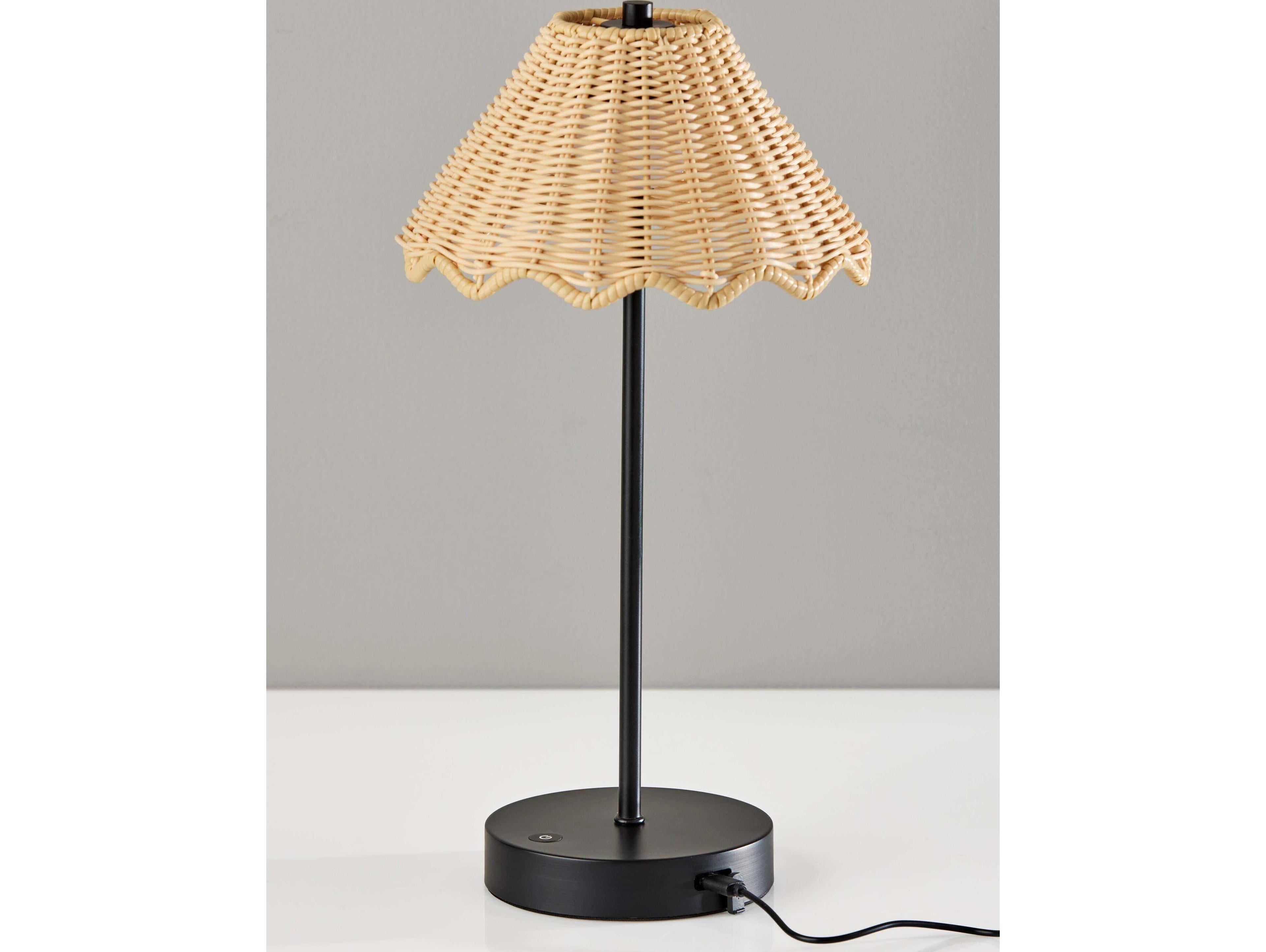 Adesso Stevie Black Plastic Rattan Table Lamp