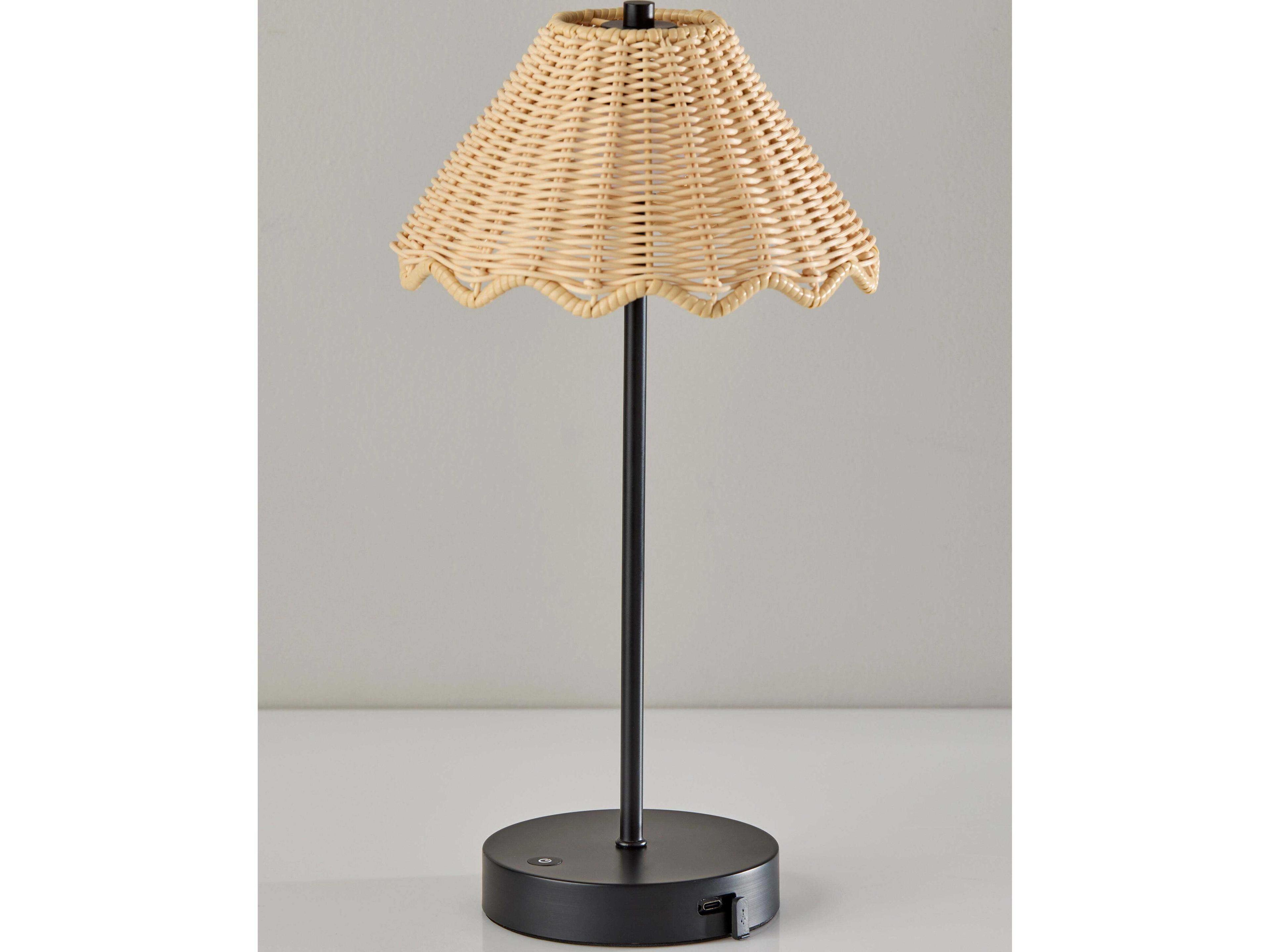 Adesso Stevie Black Plastic Rattan Table Lamp