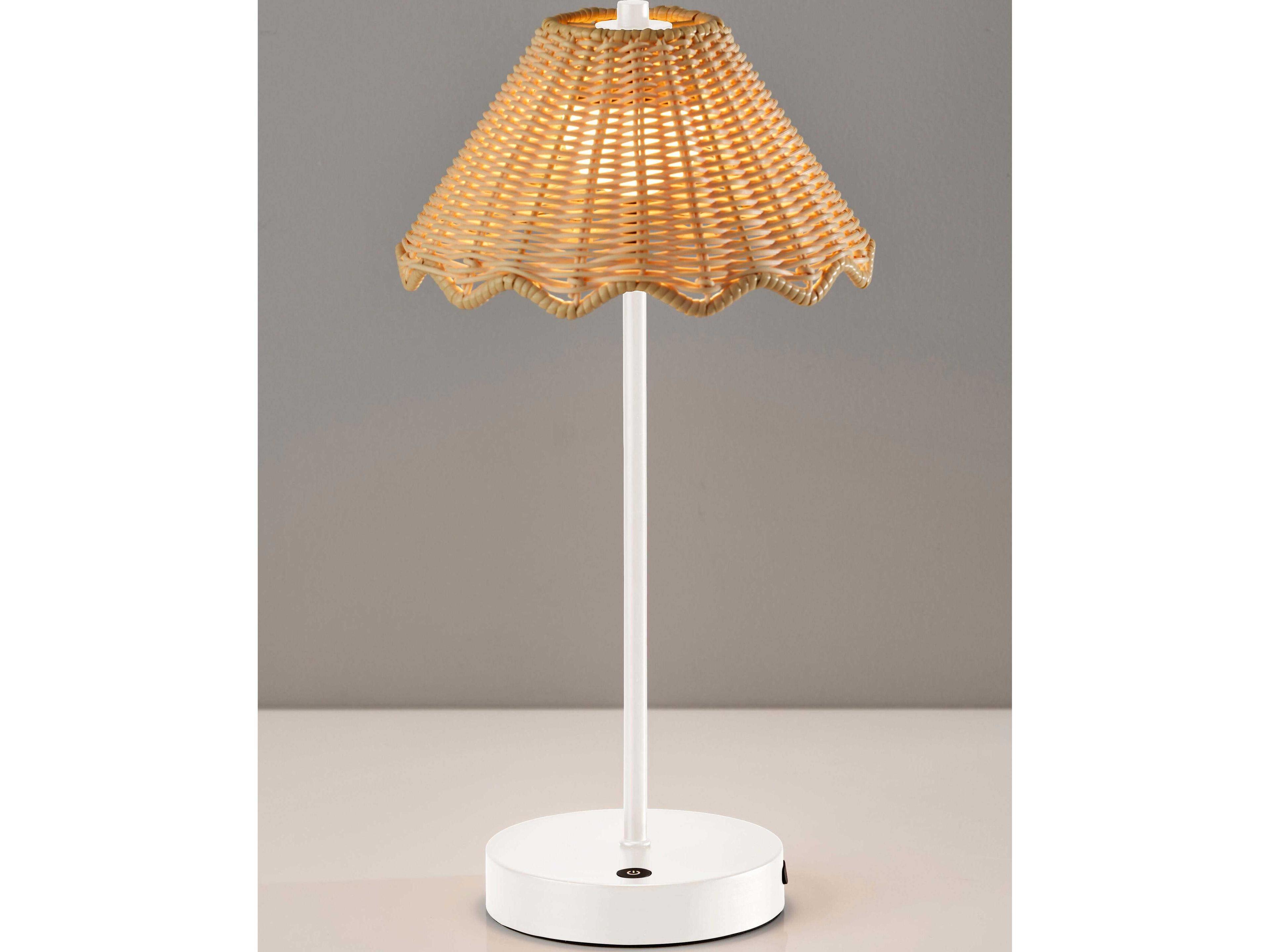Adesso Stevie White Plastic Rattan Table Lamp