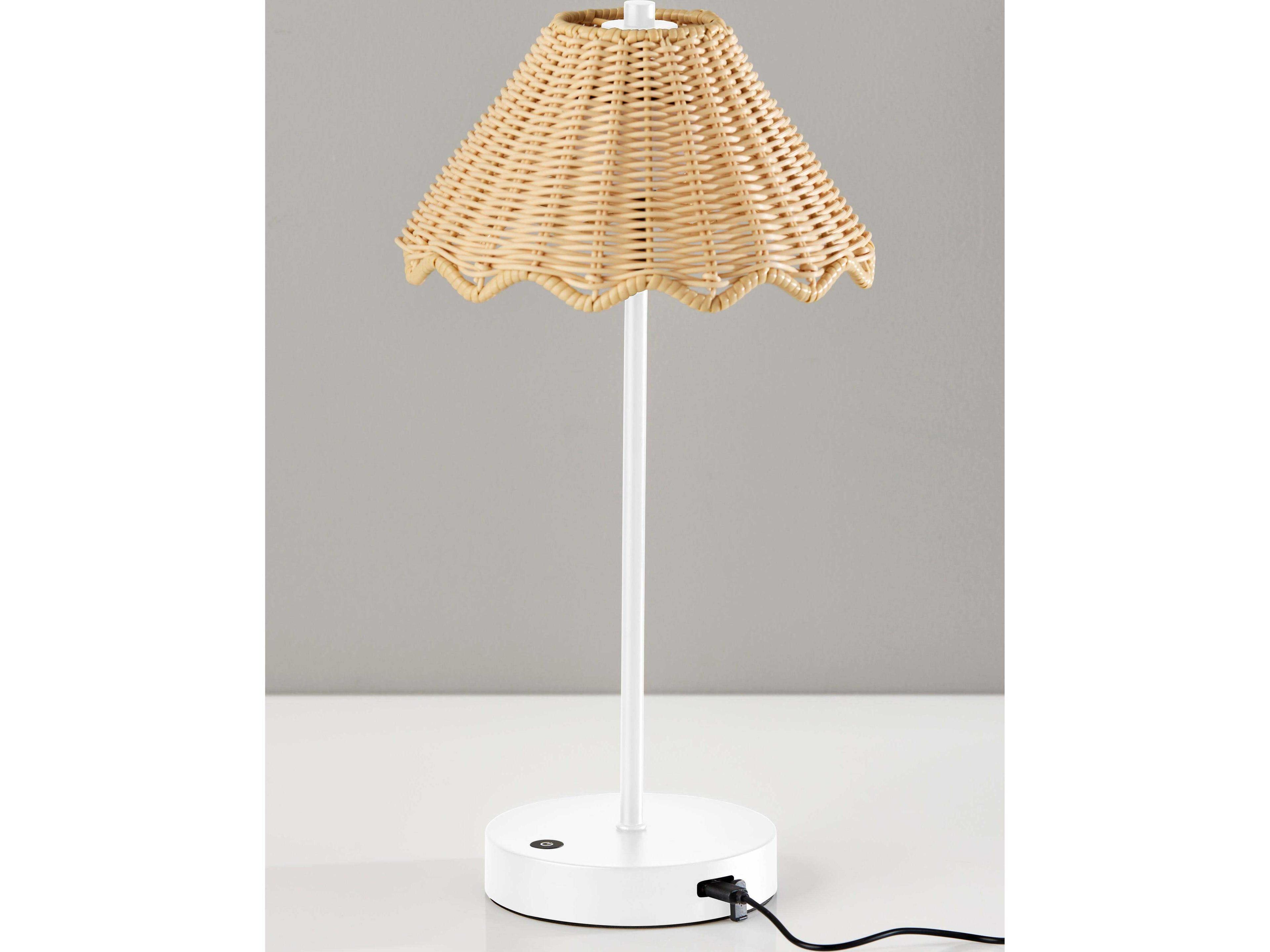 Adesso Stevie White Plastic Rattan Table Lamp