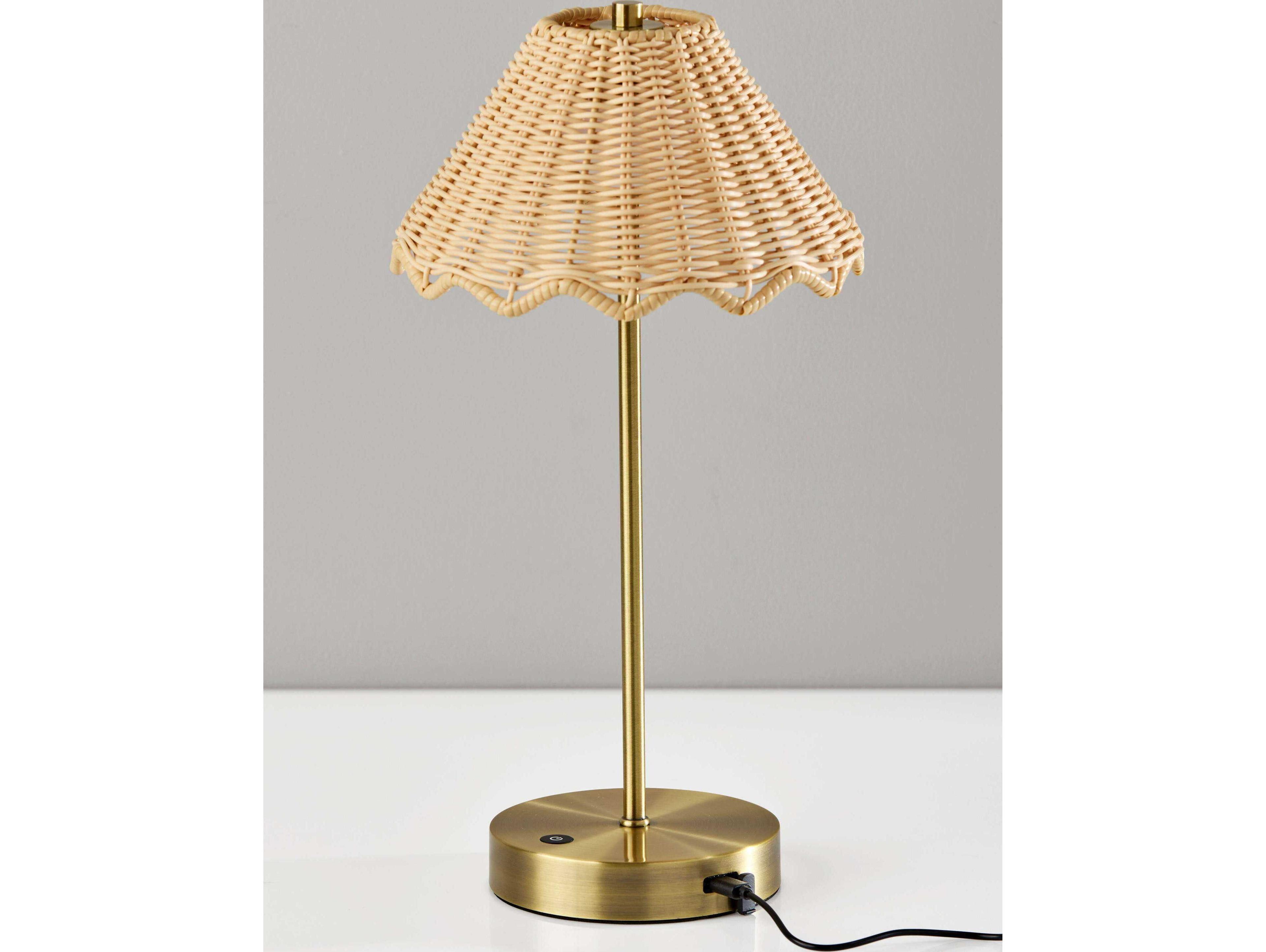 Adesso Stevie Antique Brass Plastic Rattan Table Lamp