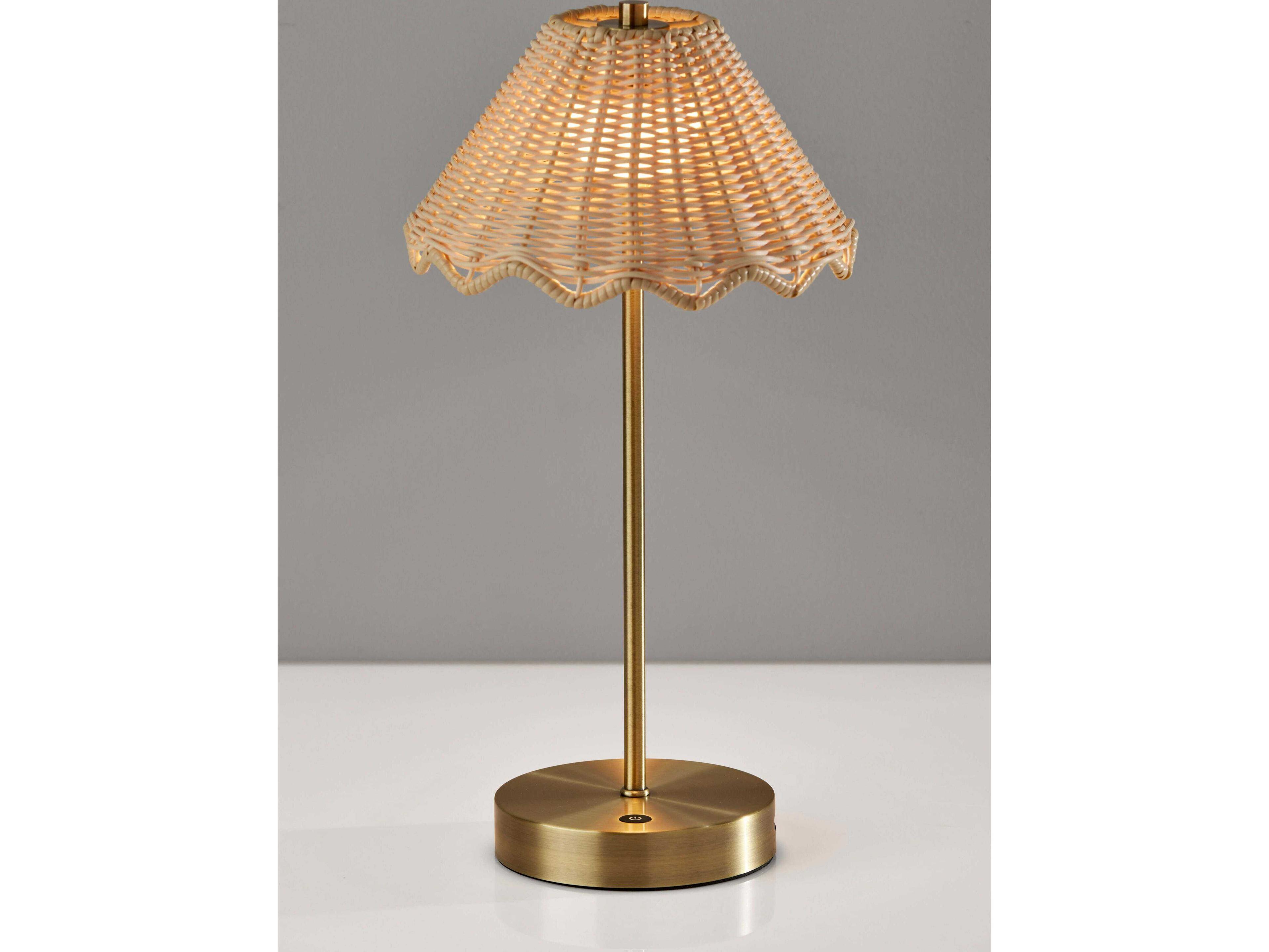 Adesso Stevie Antique Brass Plastic Rattan Table Lamp