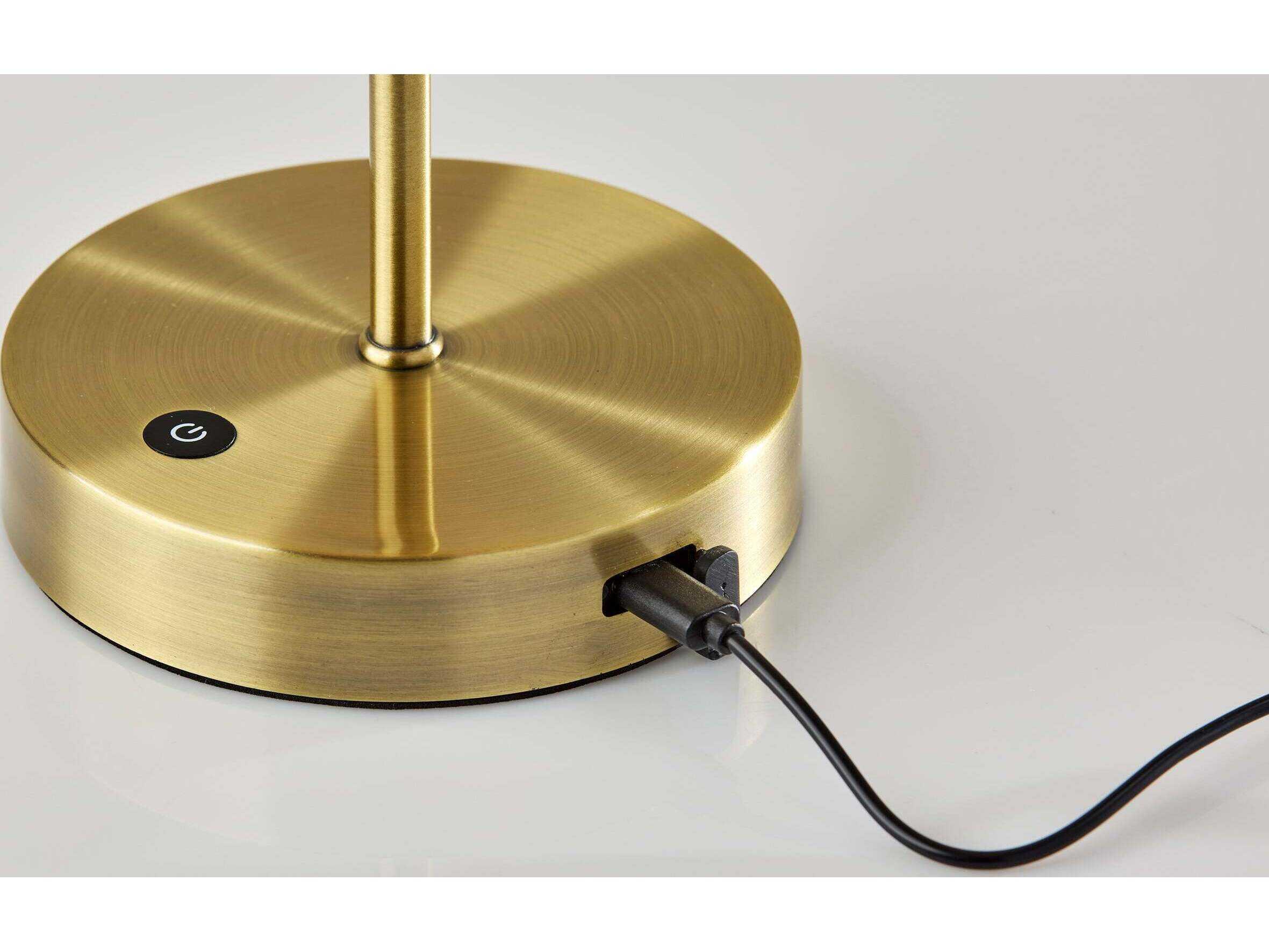 Adesso Stevie Antique Brass Plastic Rattan Table Lamp