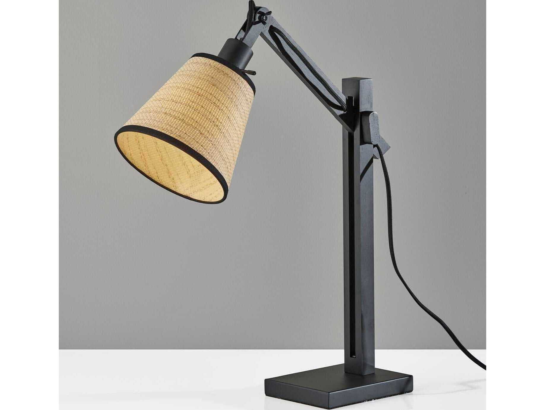 Adesso Walden Black Natural Woven Paper With Trim Desk Lamp