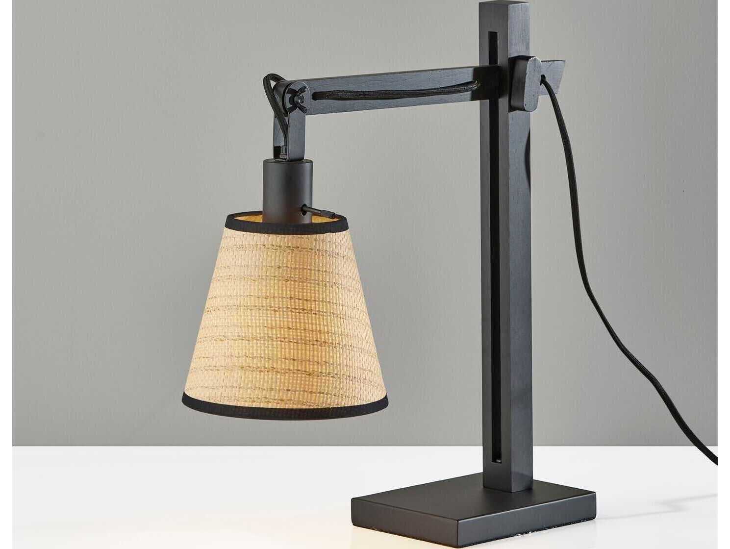Adesso Walden Black Natural Woven Paper With Trim Desk Lamp