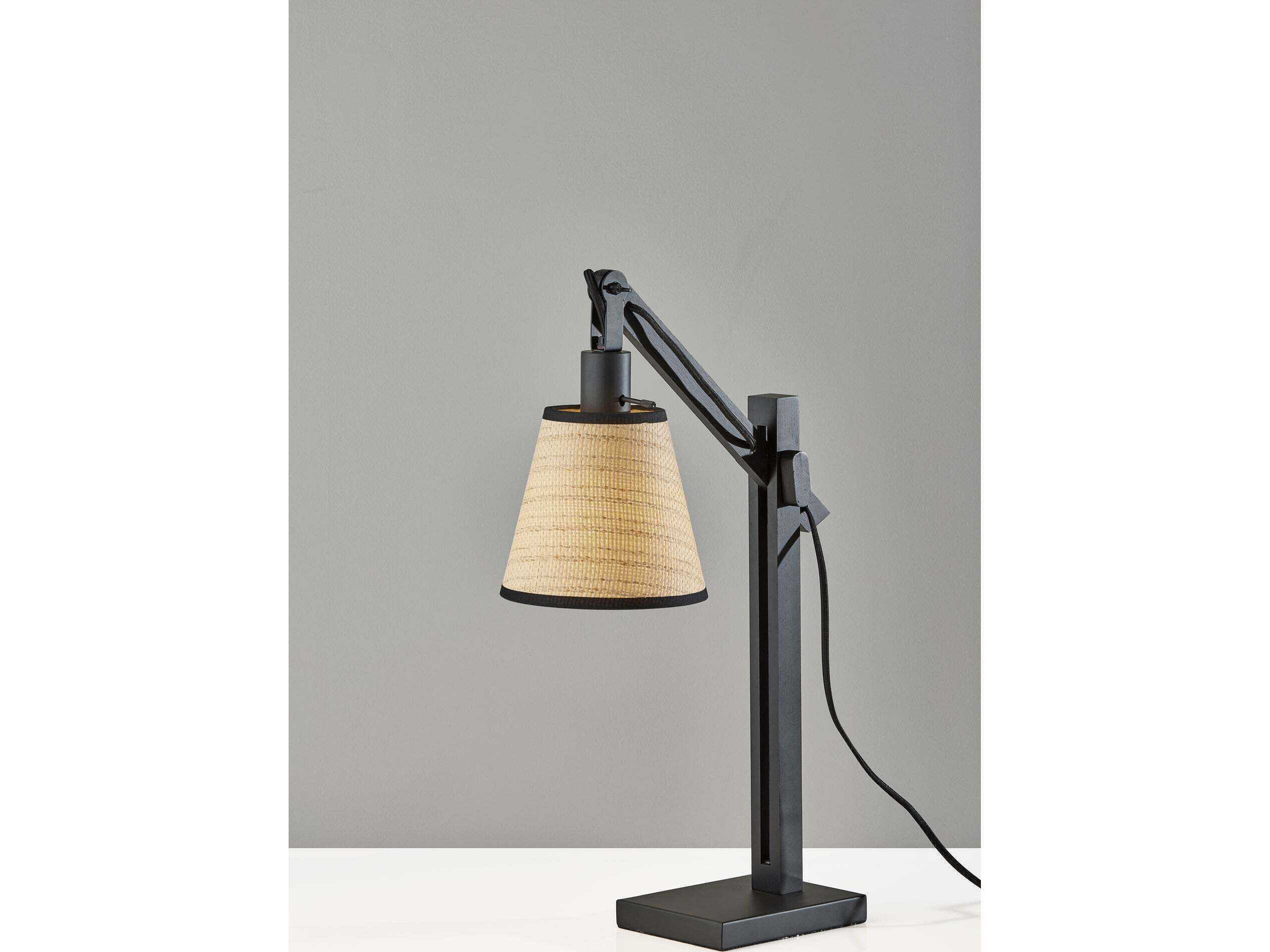 Adesso Walden Black Natural Woven Paper With Trim Desk Lamp